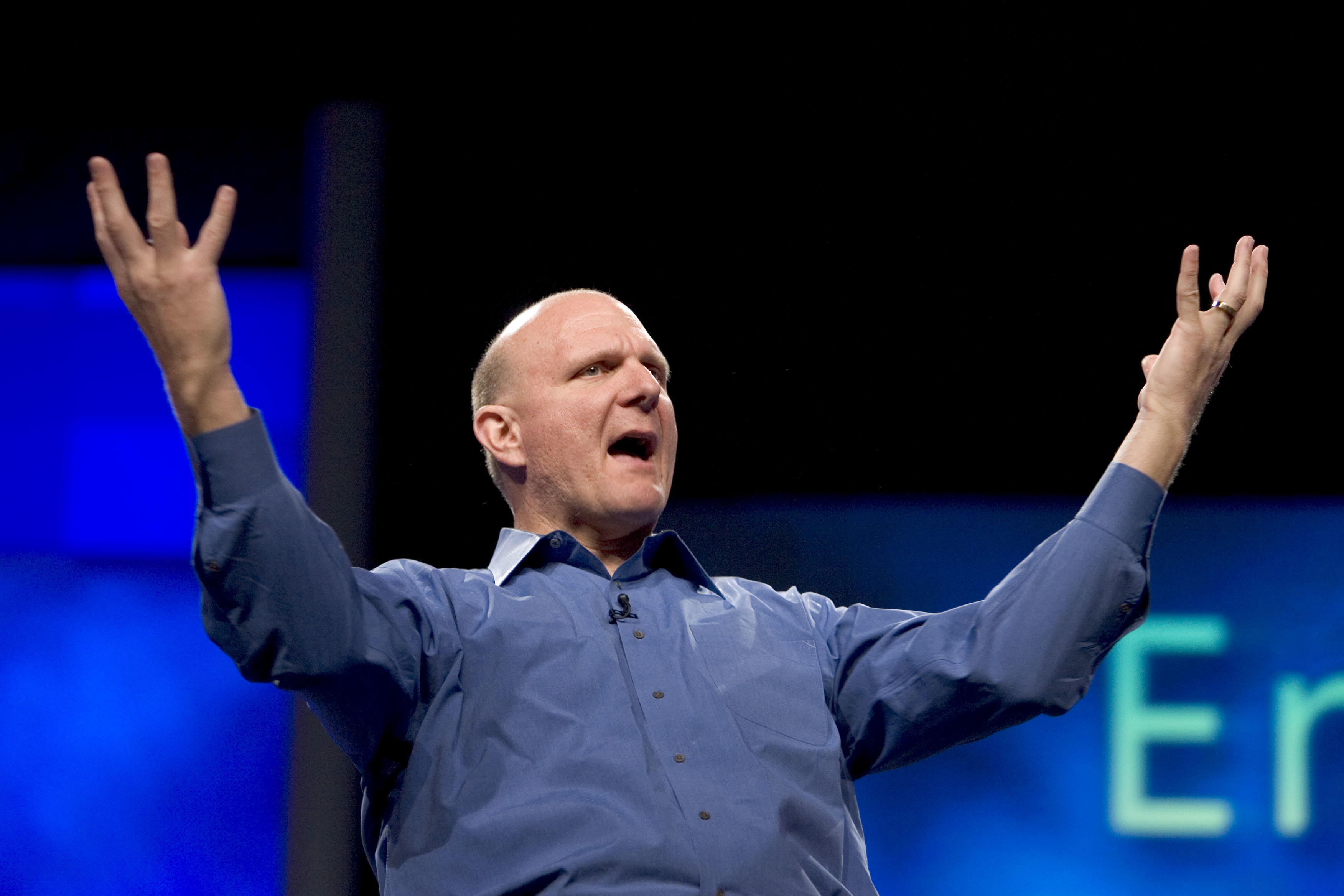 Microsoft CEO Steve Ballmer delivers the opening keynote address at TechEd 2004.