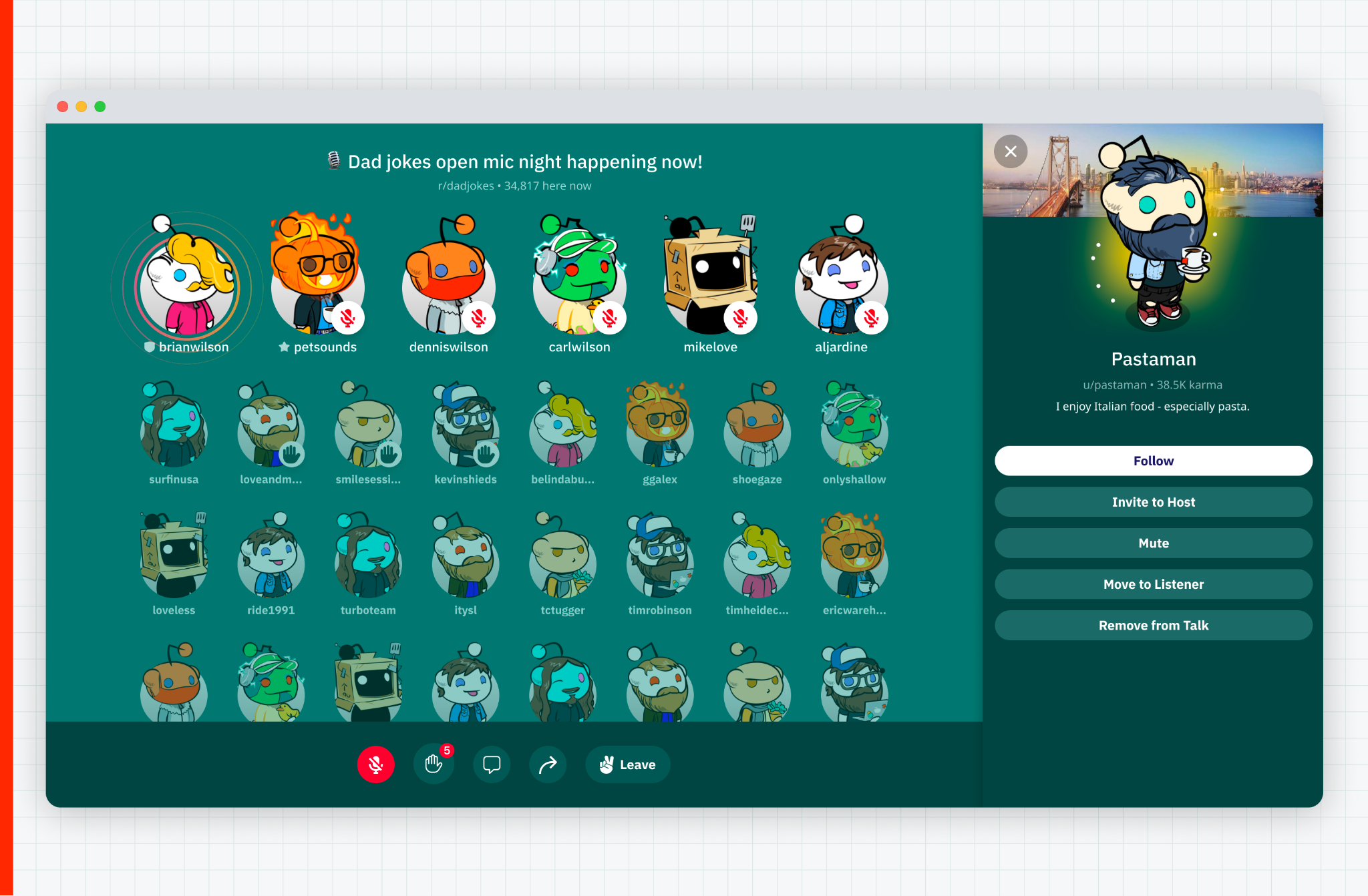 Reddit Talk user interface