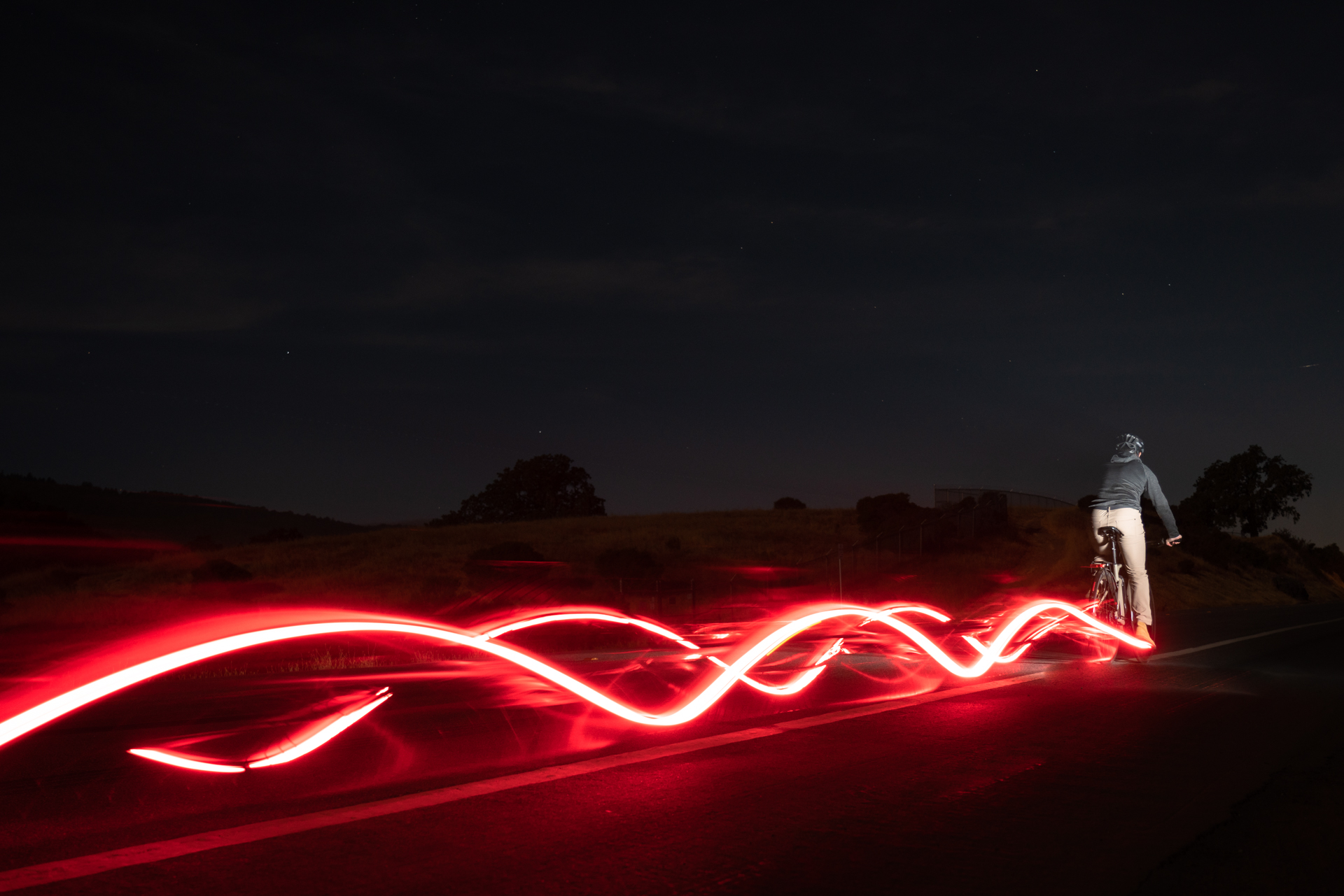 Bicycle pedals are making a beautiful shape with a long exposure photo