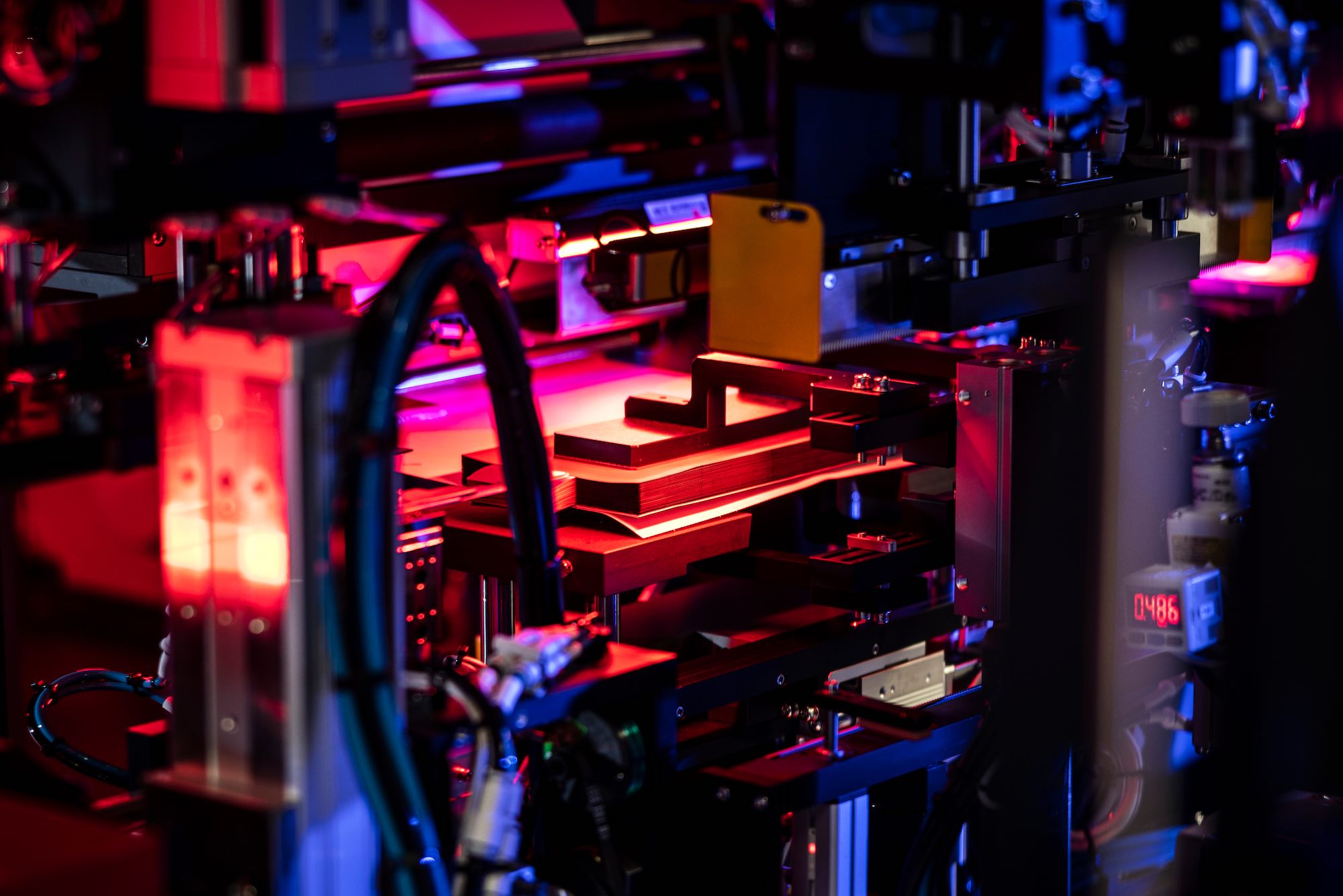 Solid Power solid-state electrodes being processed in its new, automated stacking machine