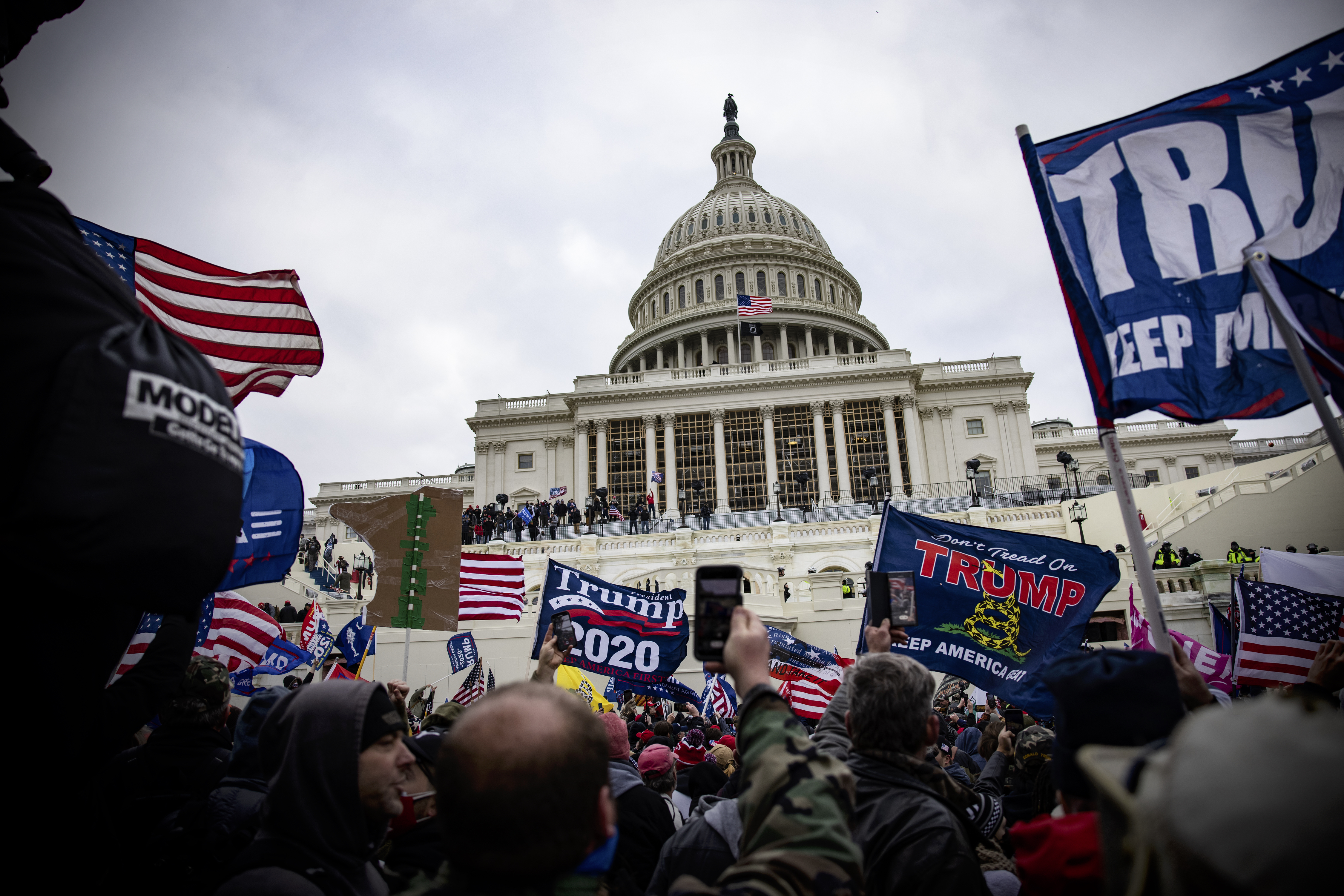 Trump supporters storming the Capitol building on January 6