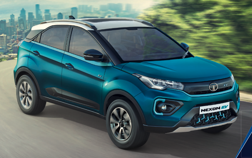 Tata Motors Nexon electric SUV in blue