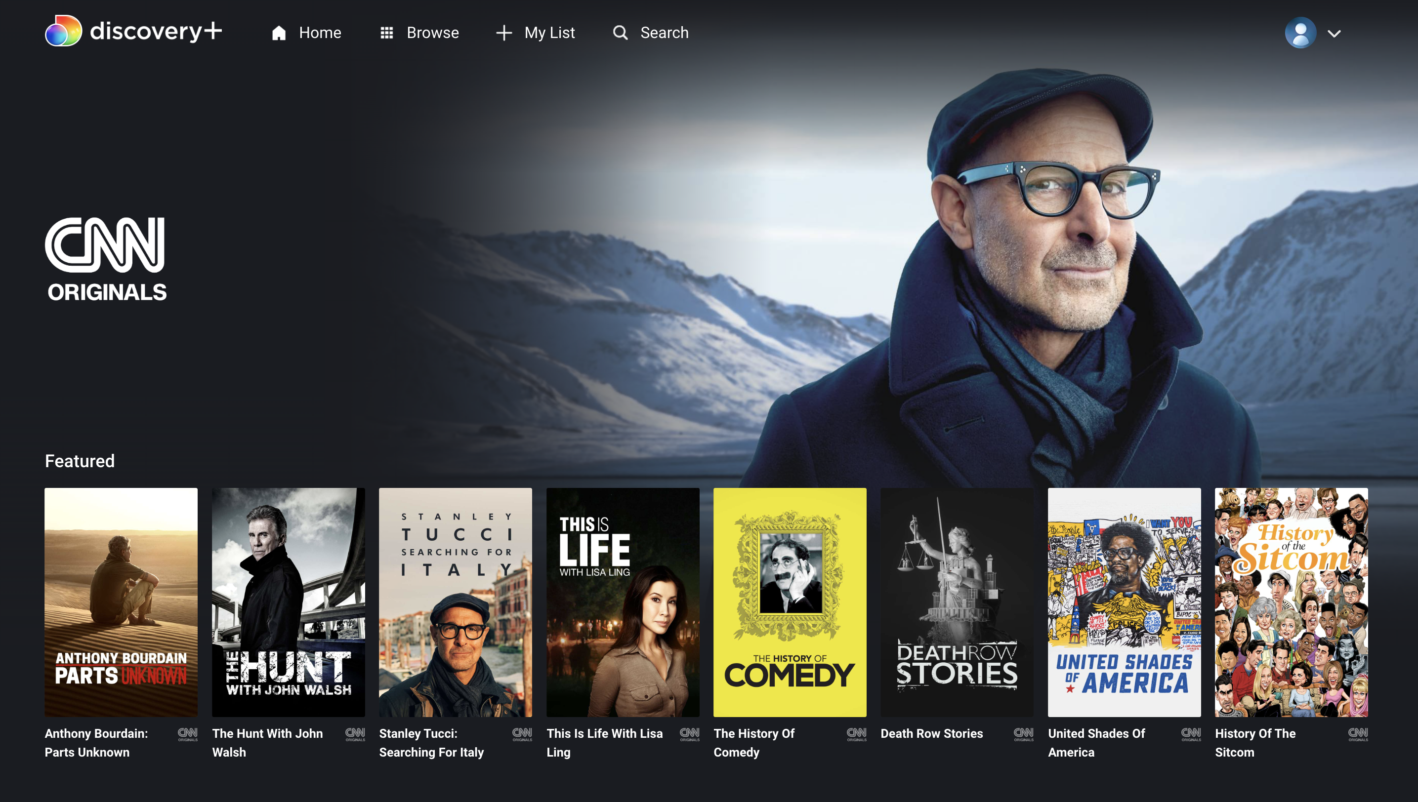 Discovery+ CNN screen