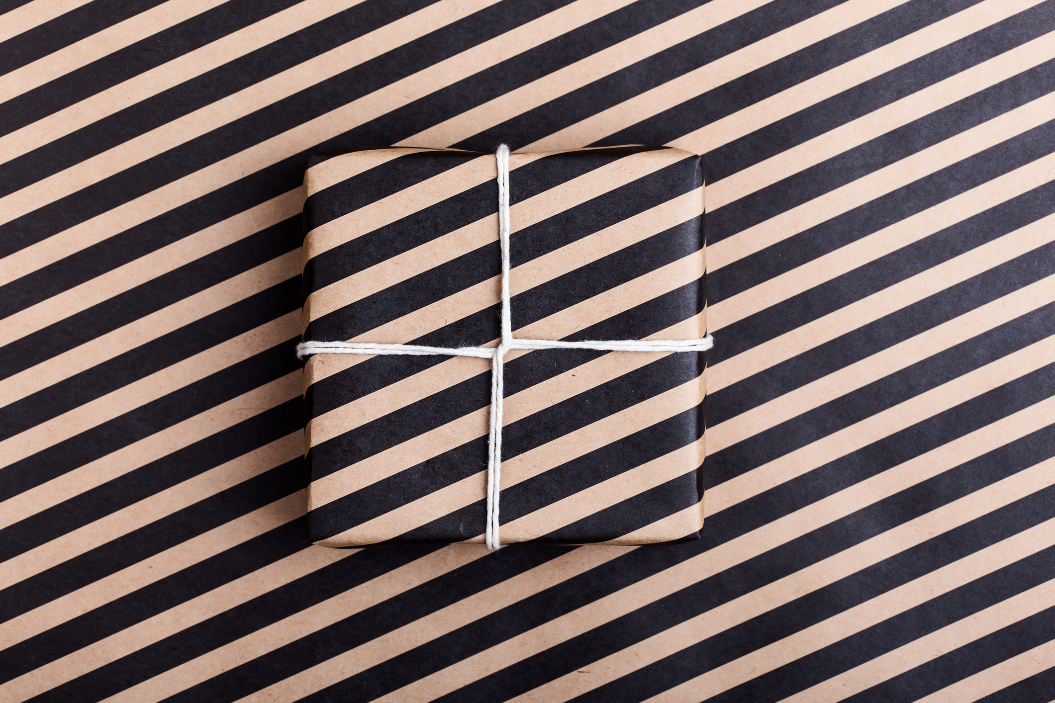 Gift wrapped box blending in with background; blessing in disguise