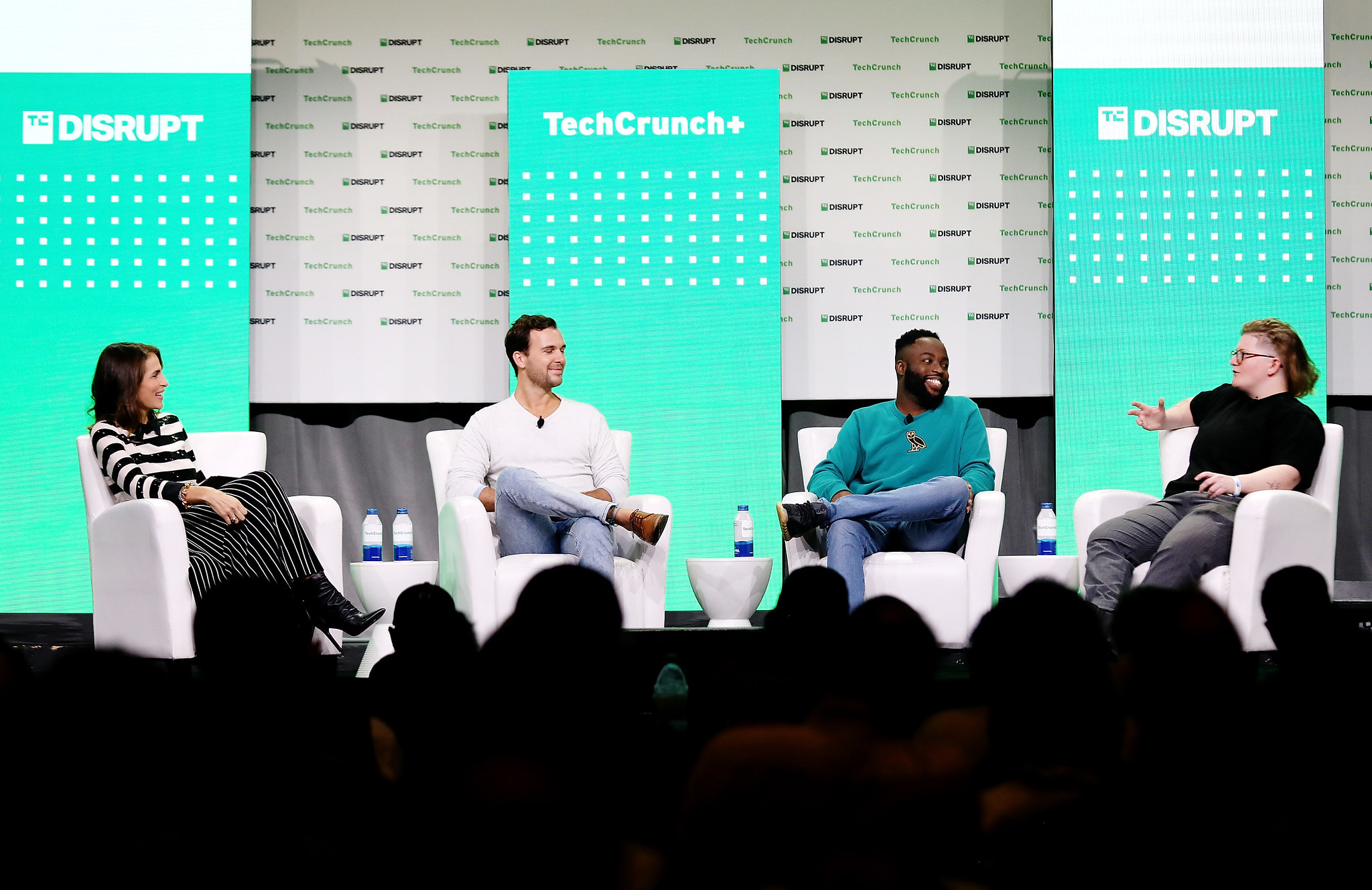 SAN FRANCISCO, CALIFORNIA - OCTOBER 18: (L-R) Connie Loizos, Silicon Valley Editor, TechCrunch, Nik Milanović, Founder, This Week in Fintech; General Partner, The Fintech Fund, Joshua Ogundu, CEO, Campfire and Gefen Skolnick, Founder, Couplet Coffee speak onstage during TechCrunch Disrupt 2022 on October 18, 2022 in San Francisco, California. (Photo by Kelly Sullivan/Getty Images for TechCrunch)