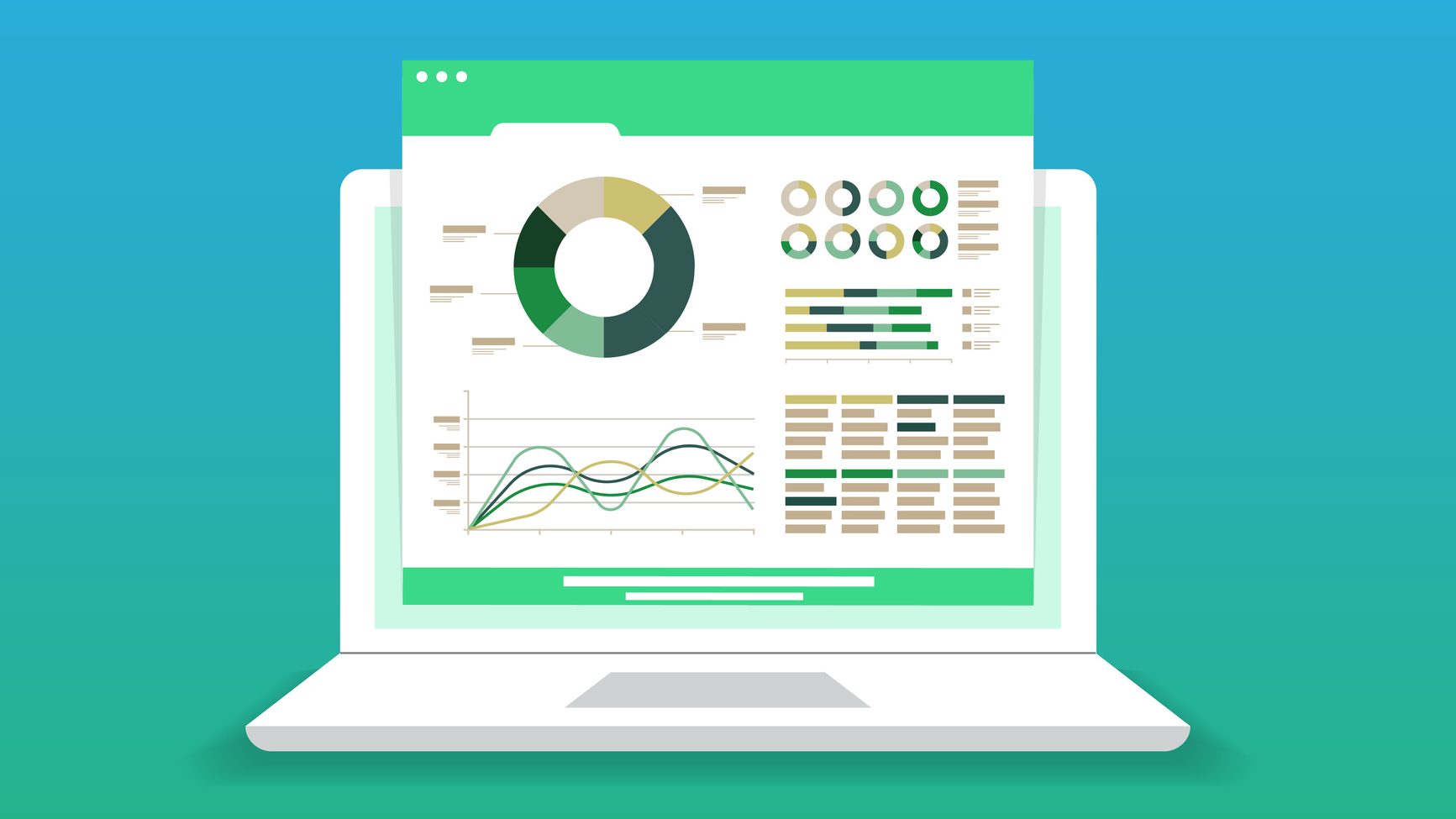 illustration of charts on laptop screen