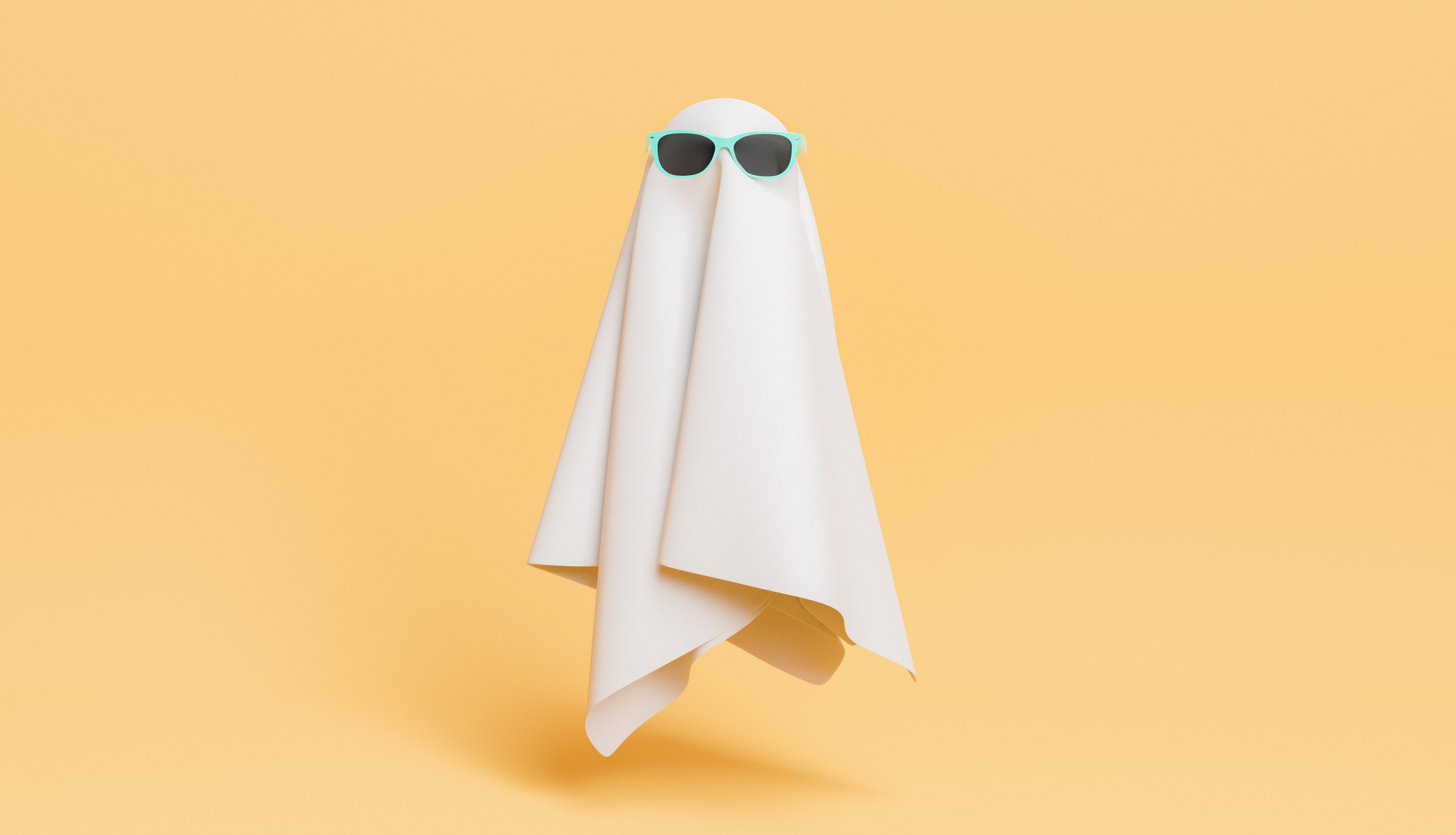small cloth ghost with sunglasses