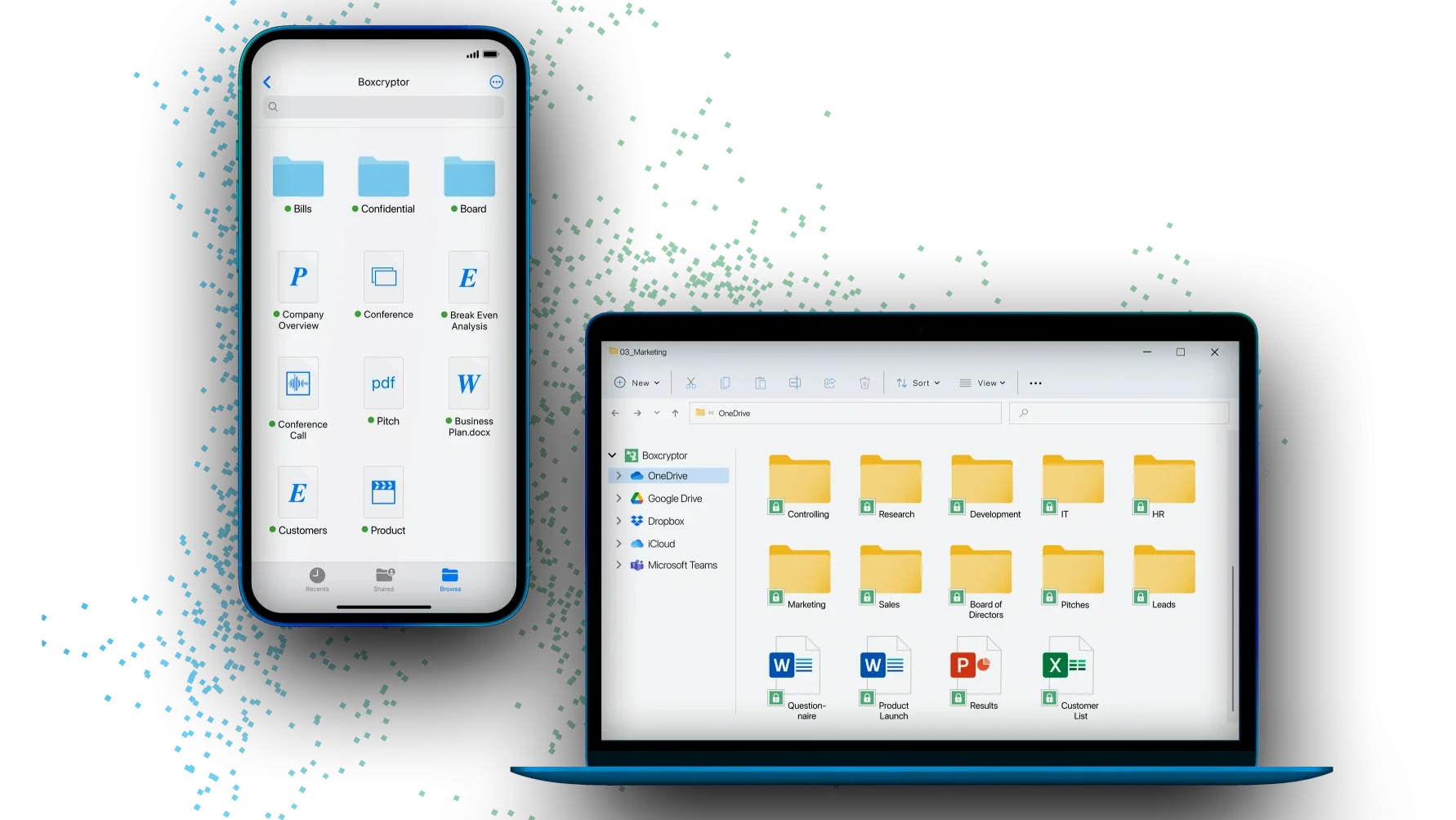 Boxcryptor on a smartphone and laptop