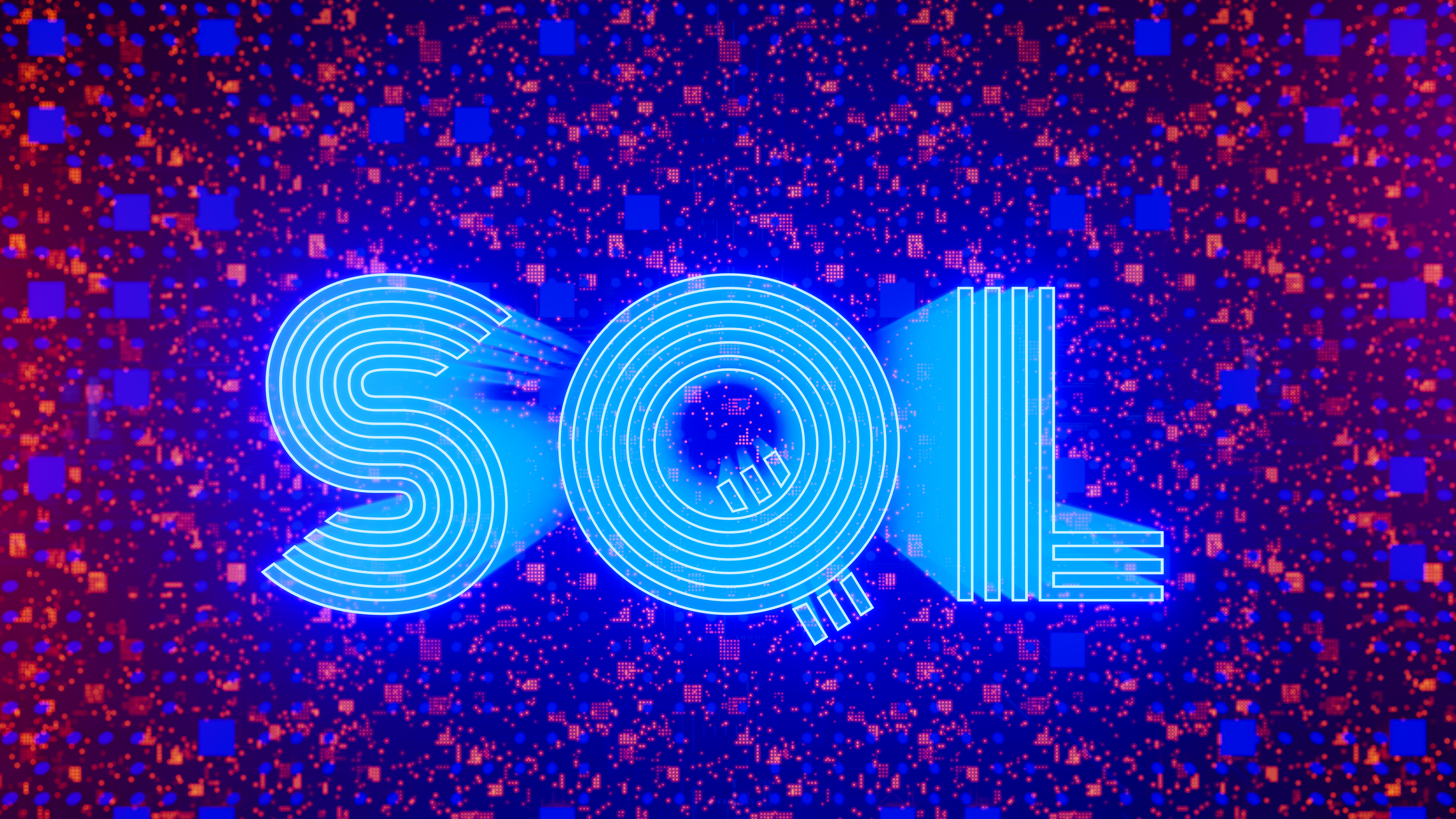 SQL word on abstract technology futuristic background. 3D illustration.