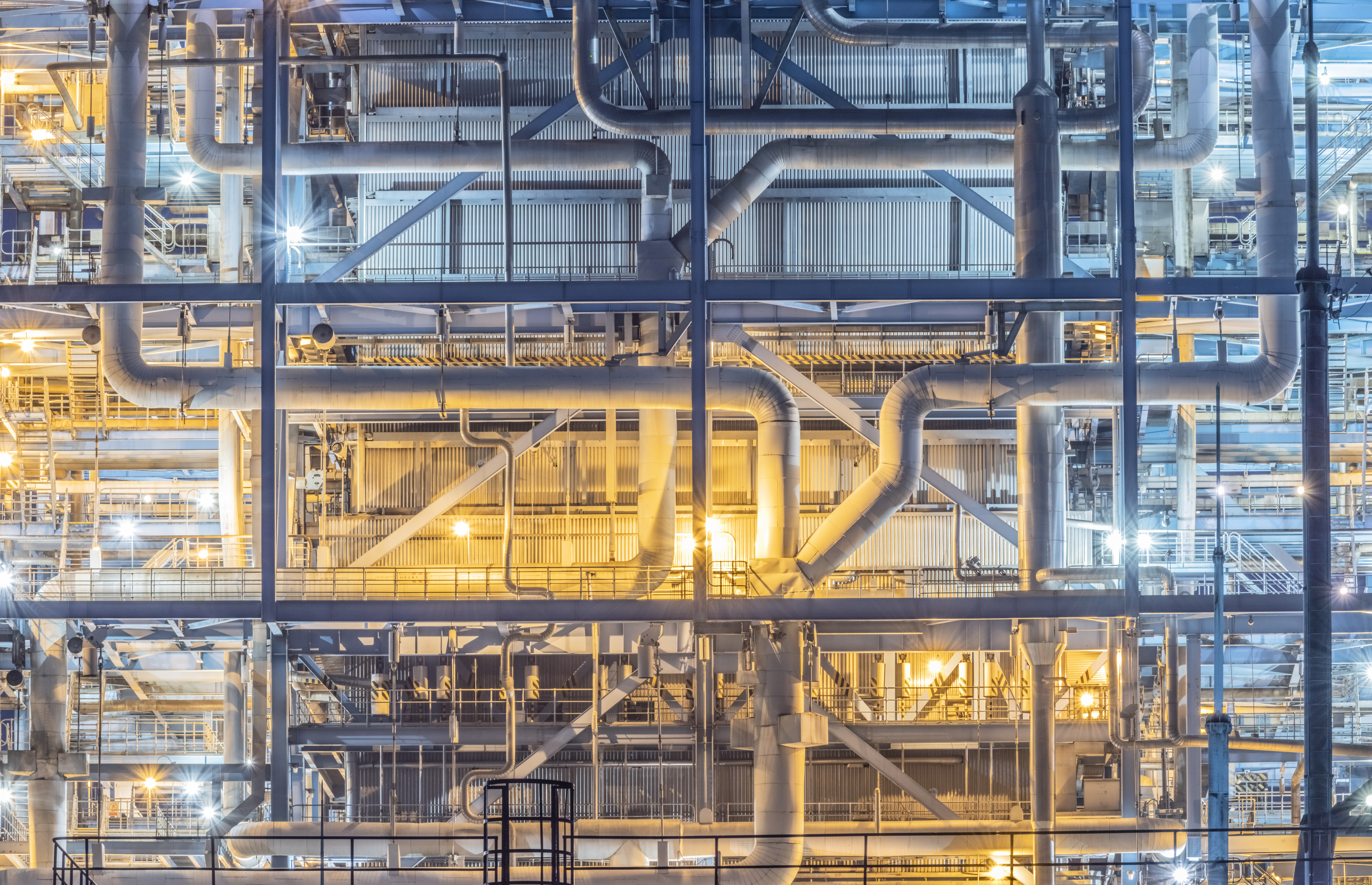closeup of power plant equipment, pipelines