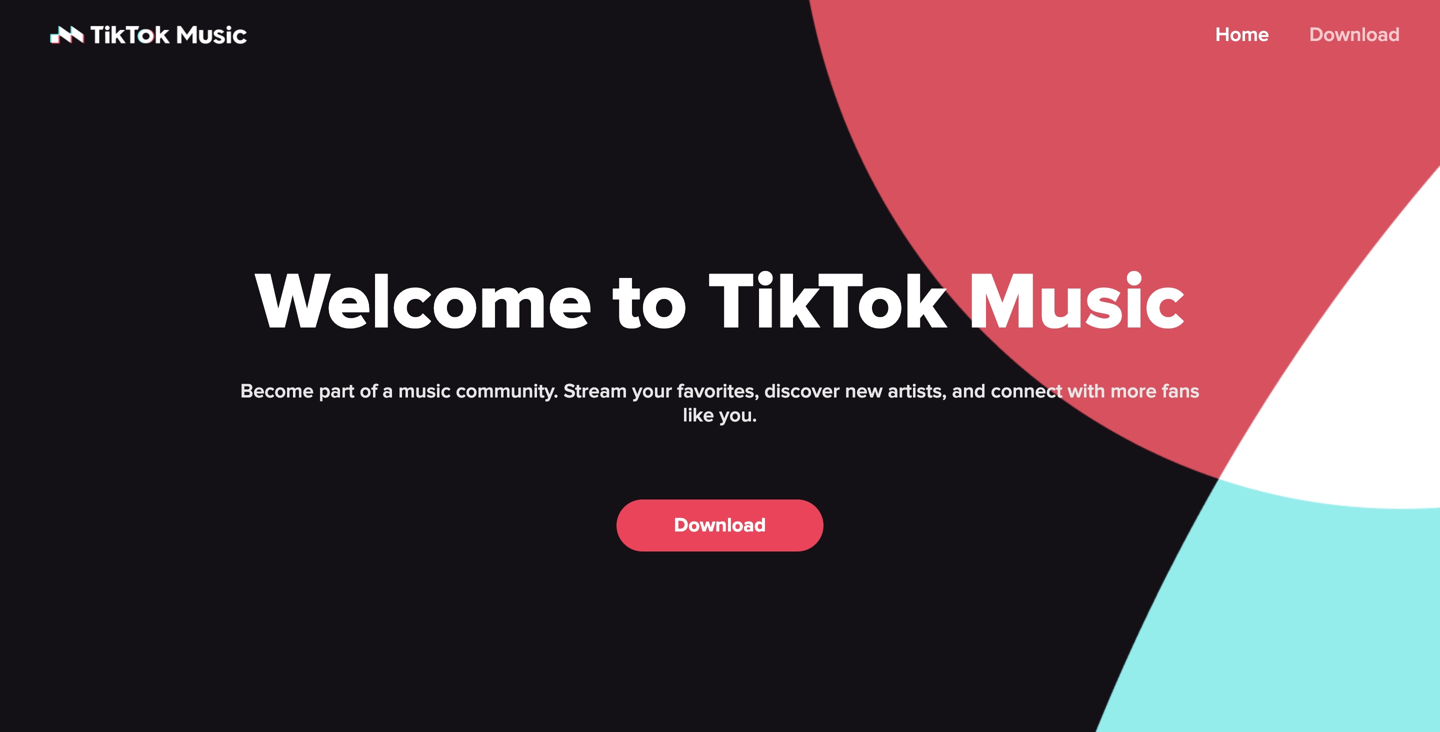Screenshot of TikTok music welcome splash