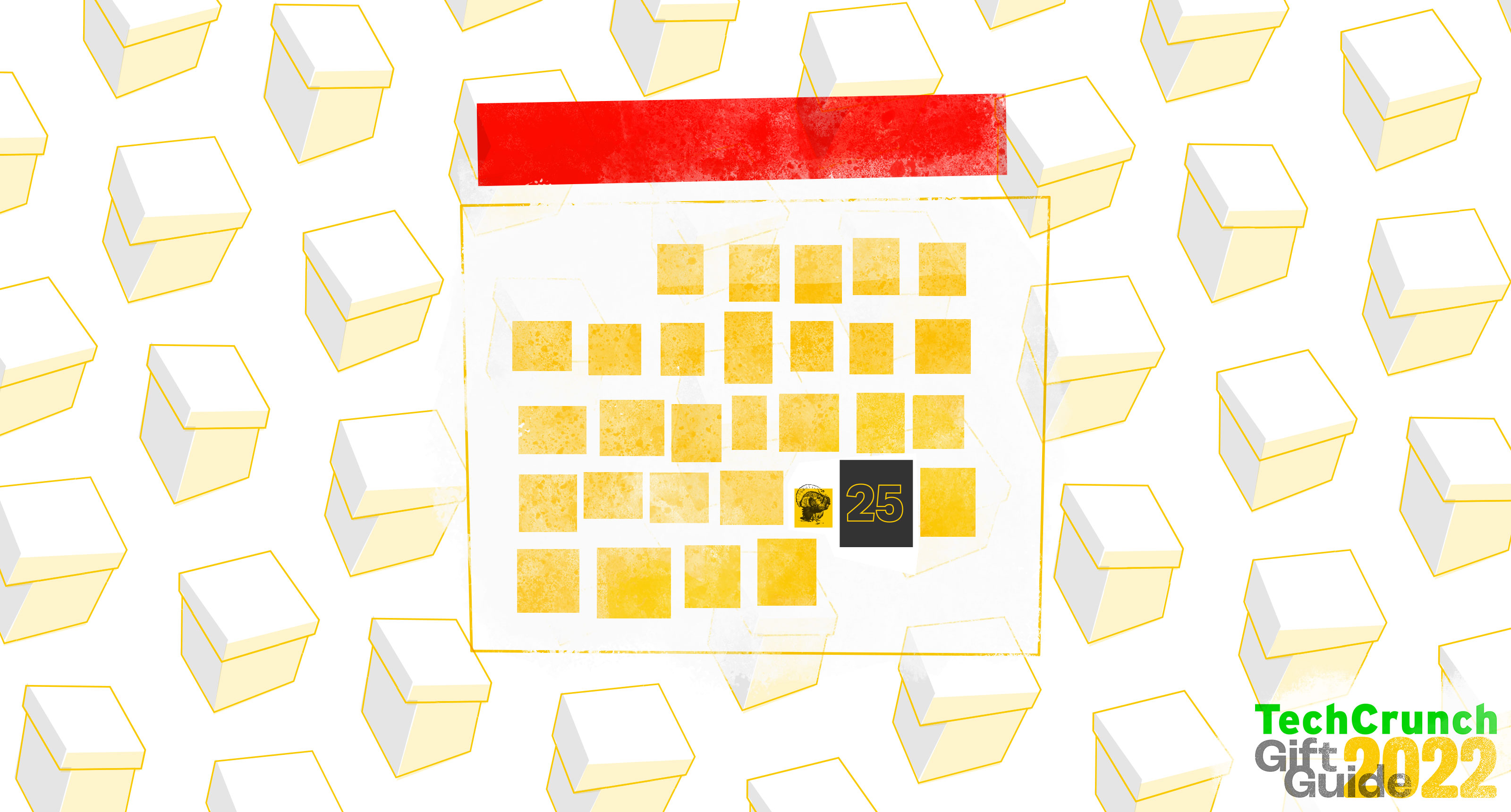 Gift guide image with Black Friday calendar representing 2022 Black Friday tech deals