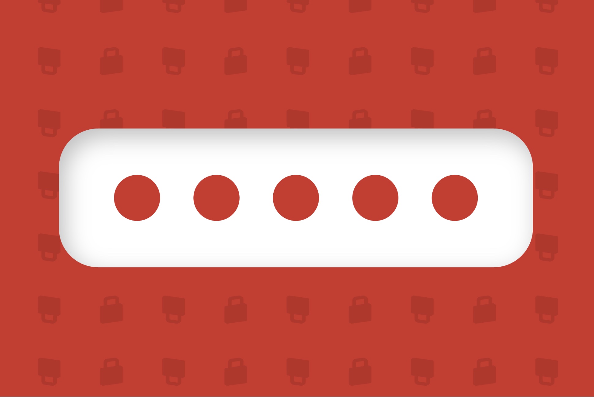 white bar with 5 red dots on red background