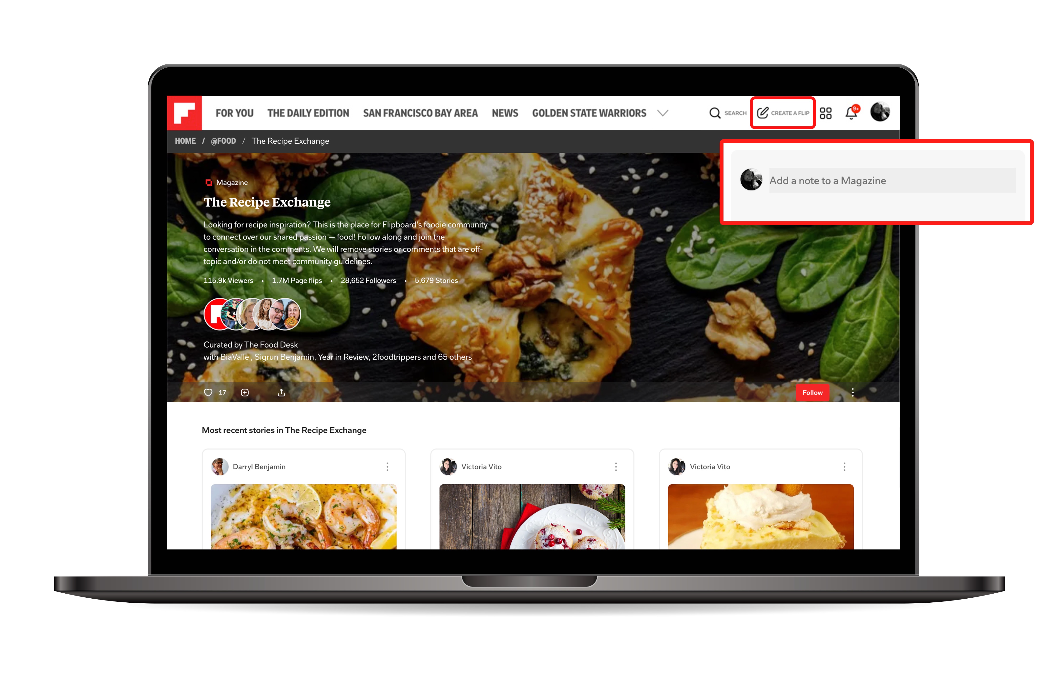 Magazine app Flipboard displayed on a laptop