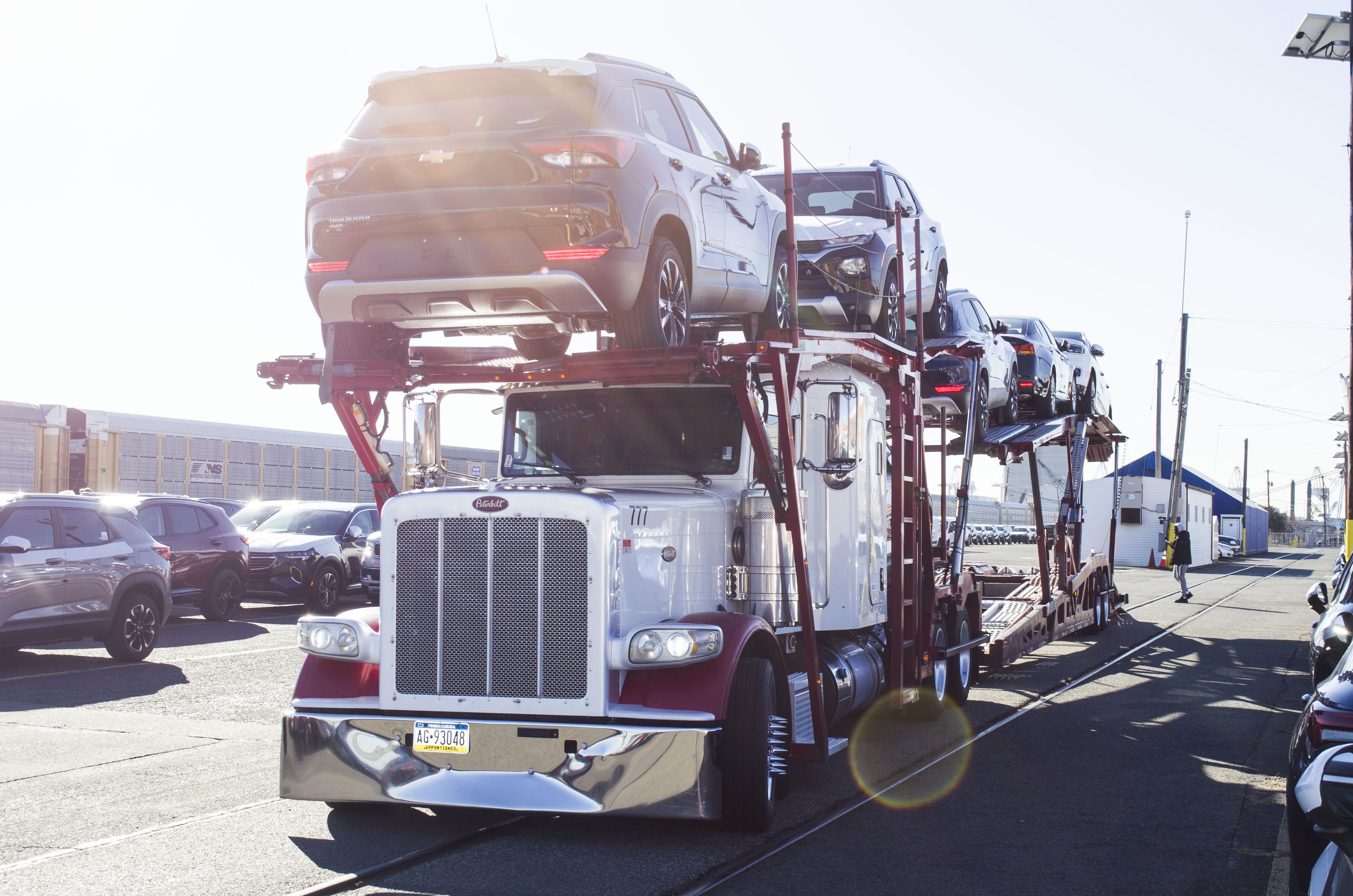 cars loaded on a car carrier truck