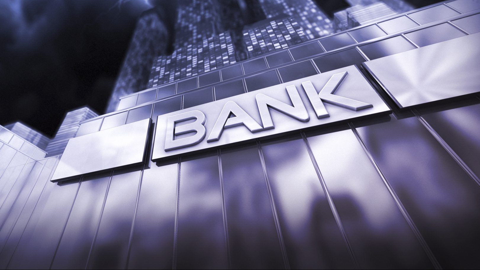 Conceptual illustration depicting banks and finance