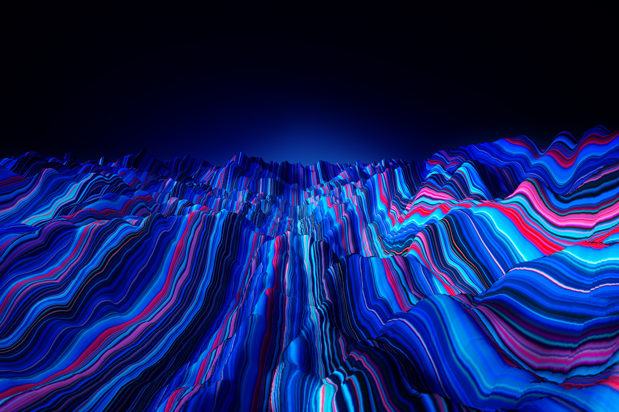 Colored streams representing flowing data up and down