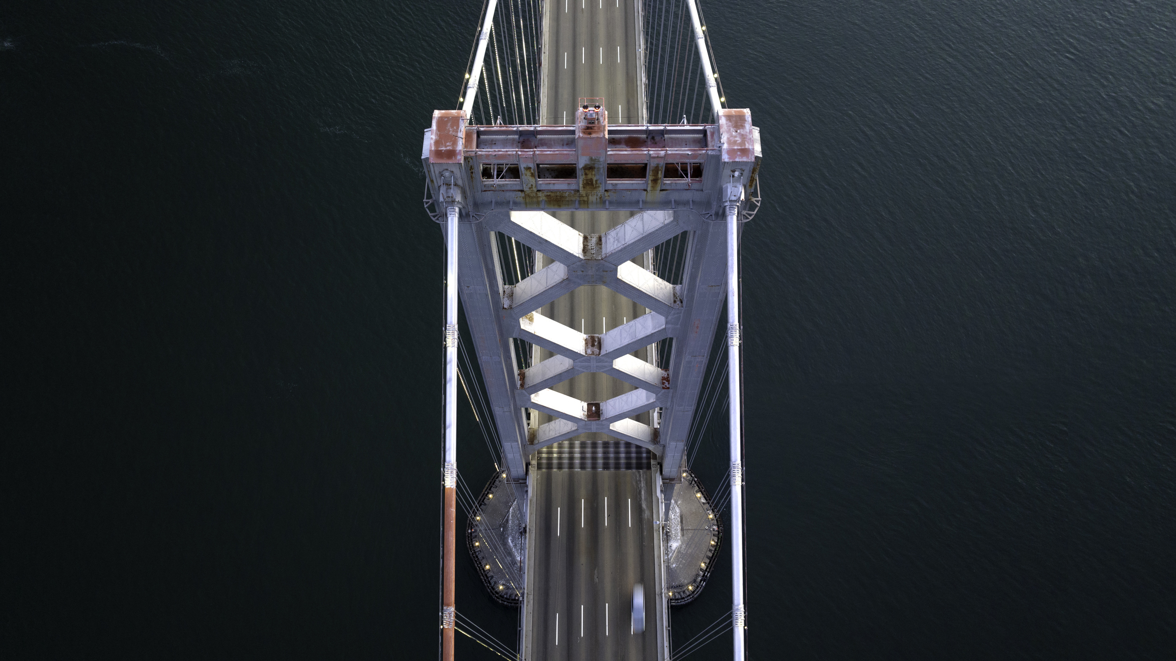Directly Above San Francisco Bay Bridge