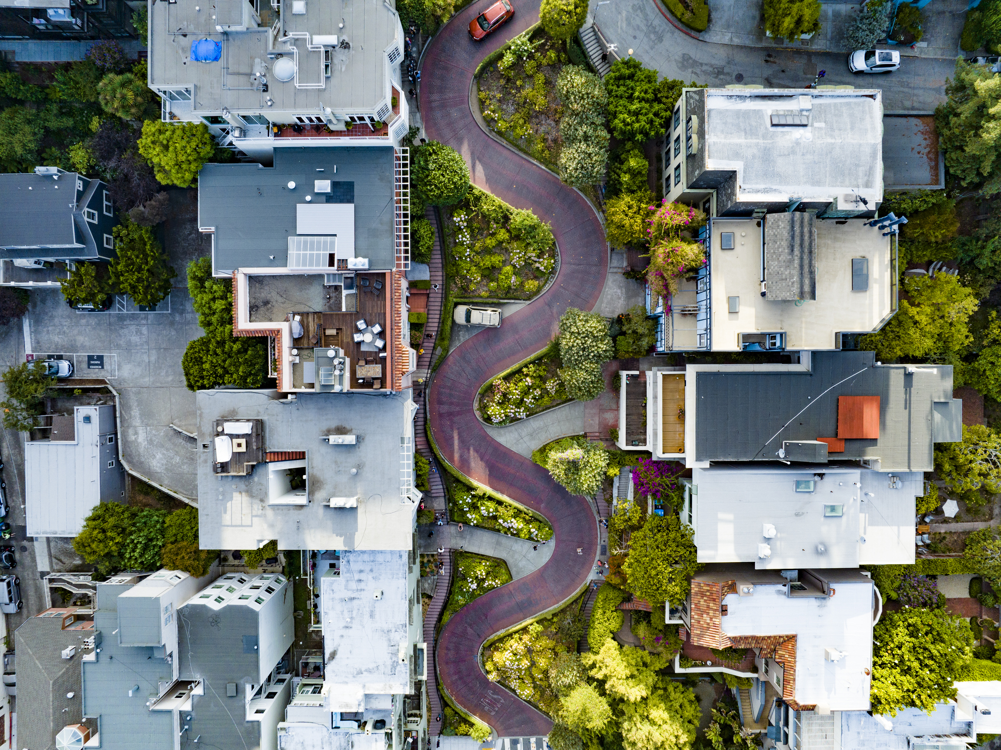 Lombard Street in San Francisco From above