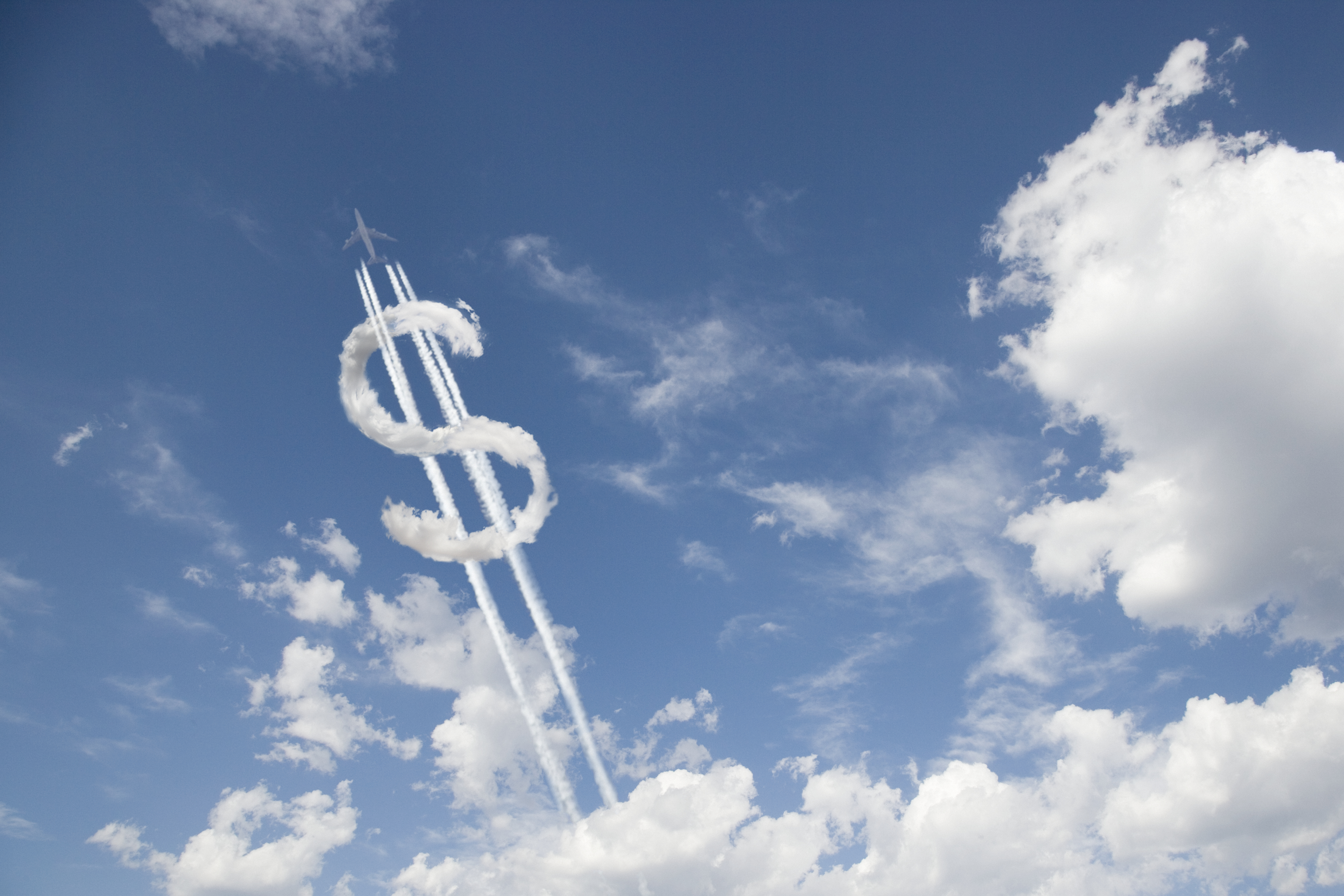 Jet trail creating dollar sign