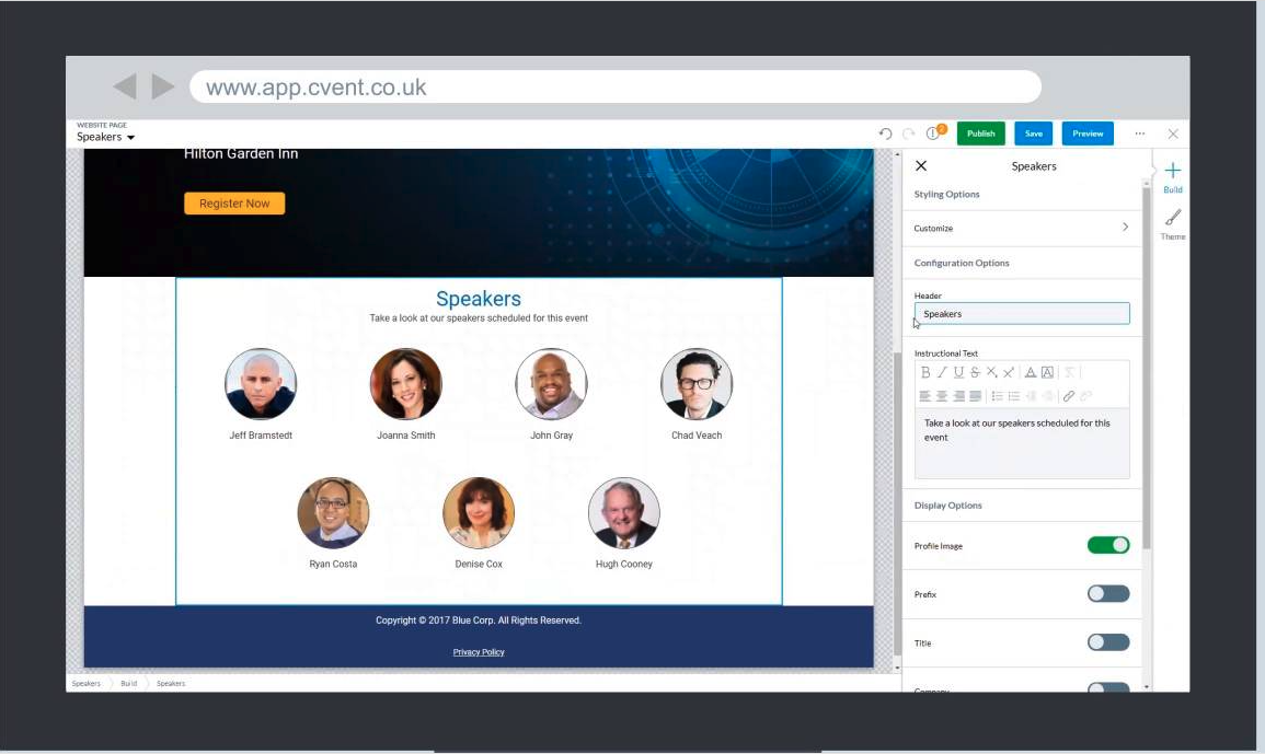 Cvent meetings and events management software displayed on screen