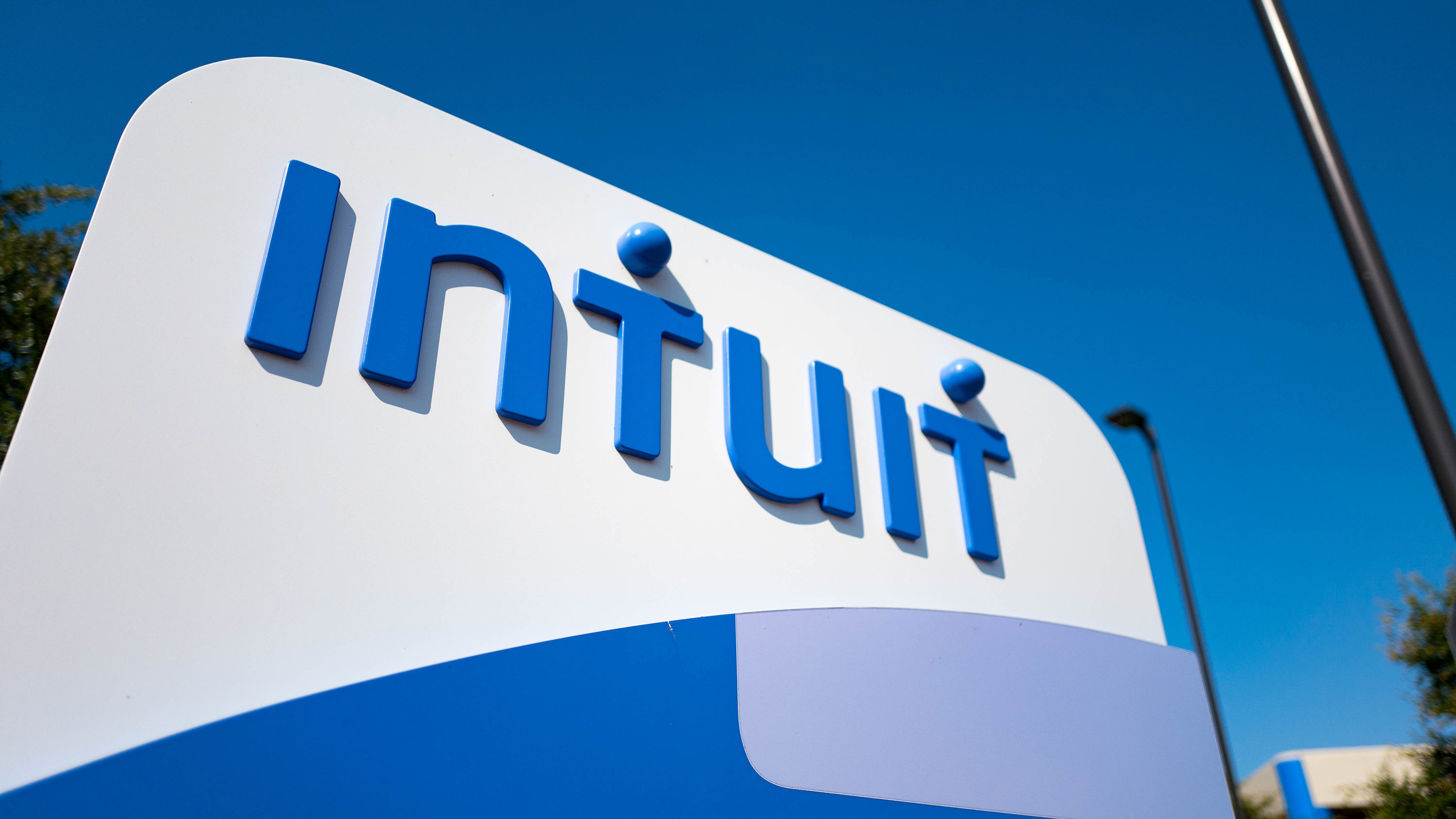 Signage for financial software company Intuit at the company's headquarters in the Silicon Valley town of Mountain View, California, August 24, 2016. (Photo by Smith Collection/Gado/Getty Images).