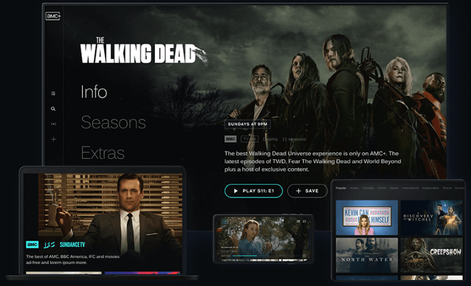 amc+ streaming service splash screen