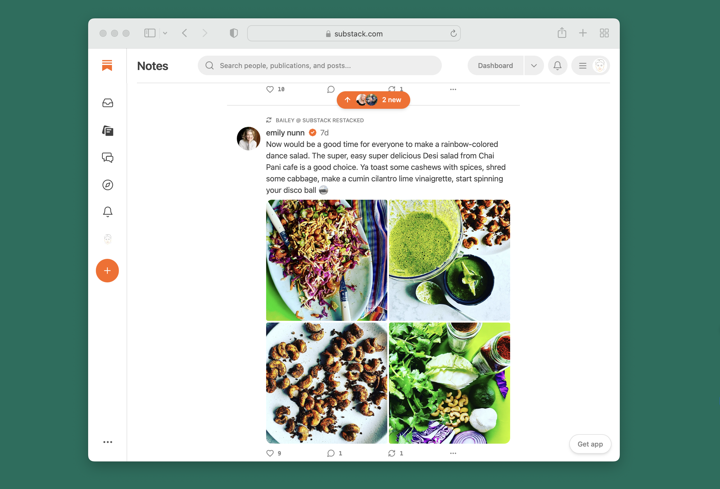 Substack Notes feed