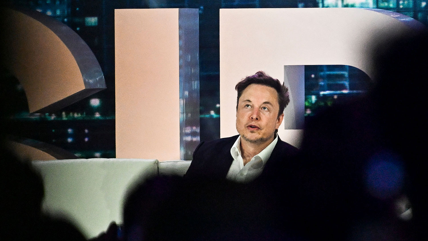 Twitter CEO Elon Musk speaks at the "Twitter 2.0: From Conversations to Partnerships," marketing conference in Miami Beach, Florida, on April 18, 2023. (Photo by CHANDAN KHANNA/AFP via Getty Images)