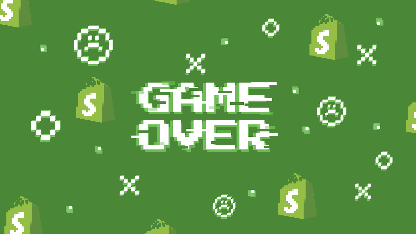 Game over screen with Shopify logos