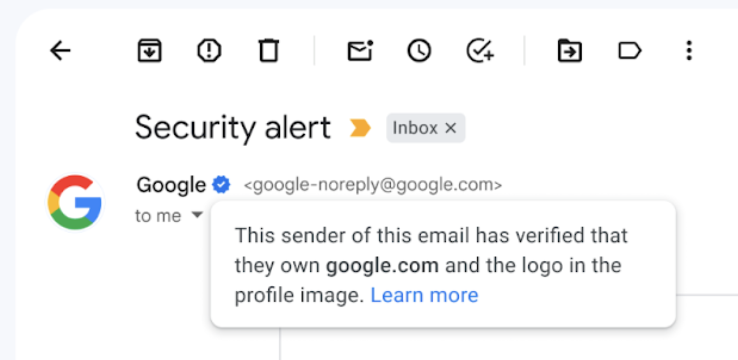 An image of Gmail's new verified checkmark
