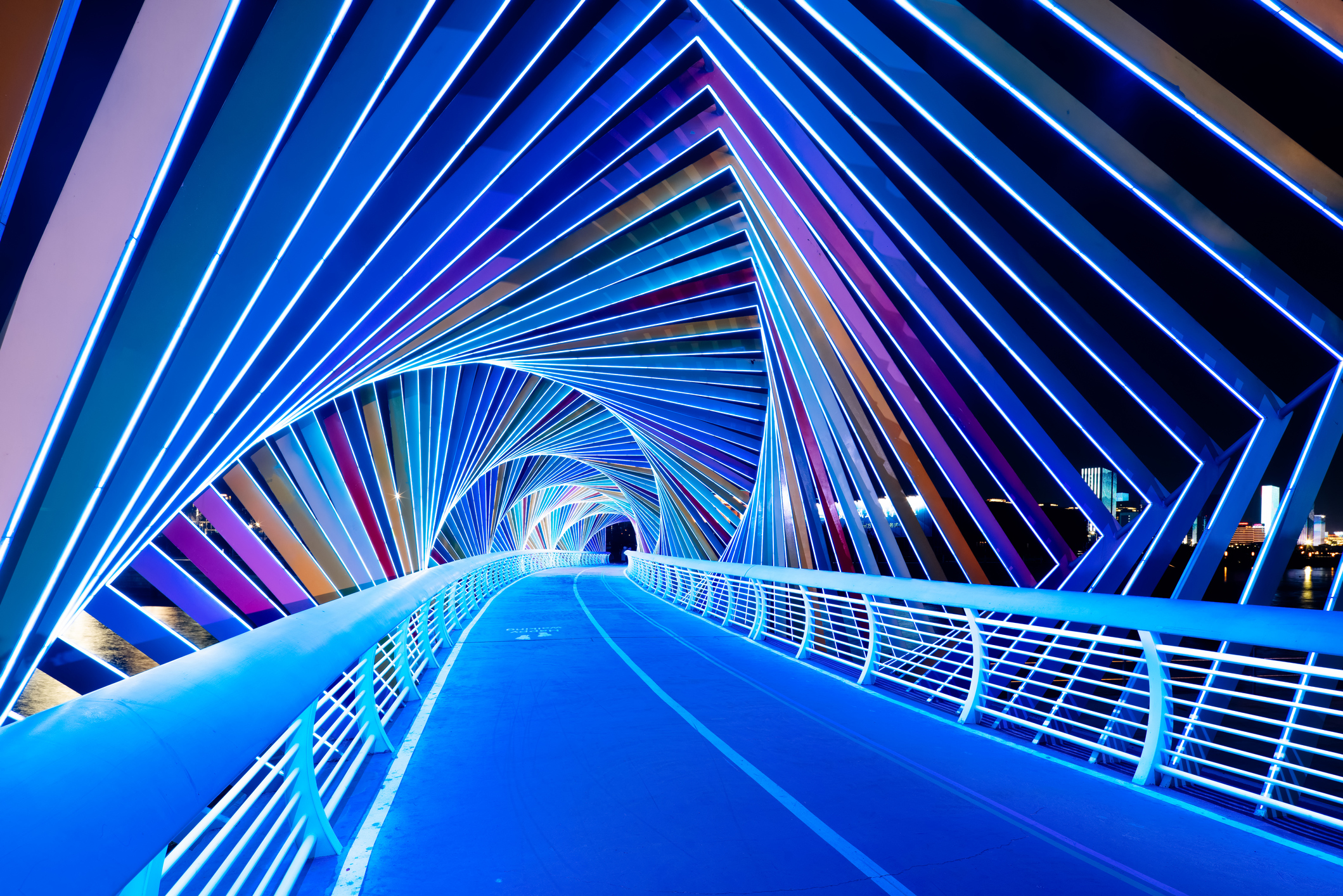 Rainbow bridge representing technology and diversity.