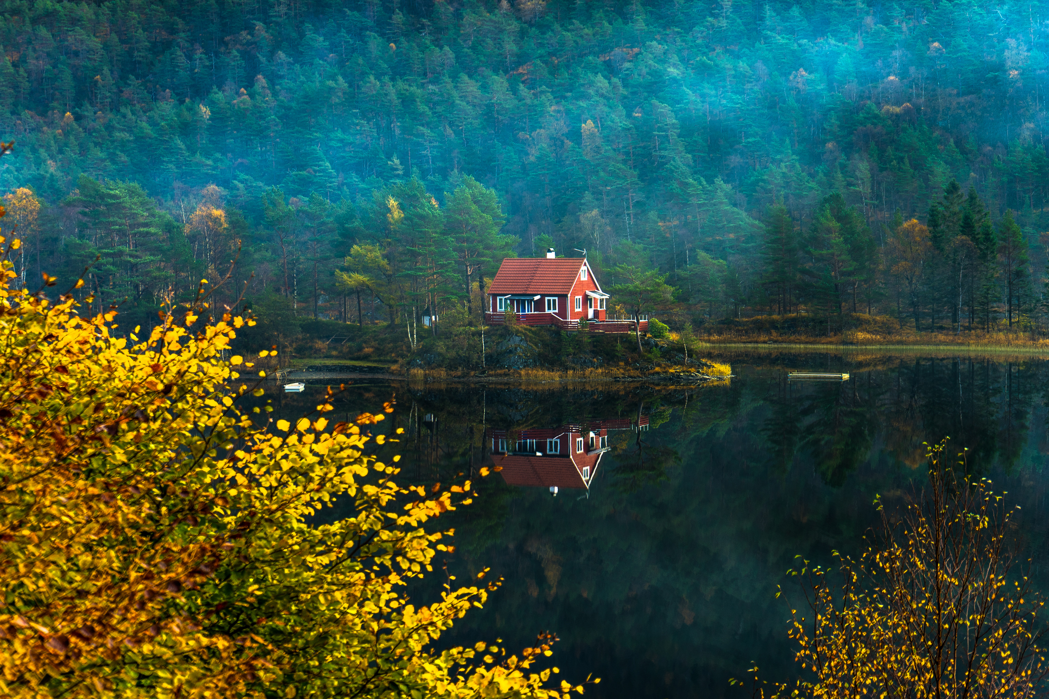 cabin on a lake