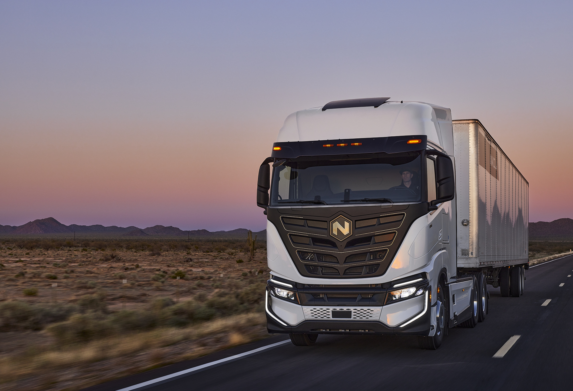 Nikola battery electric semi truck on the road