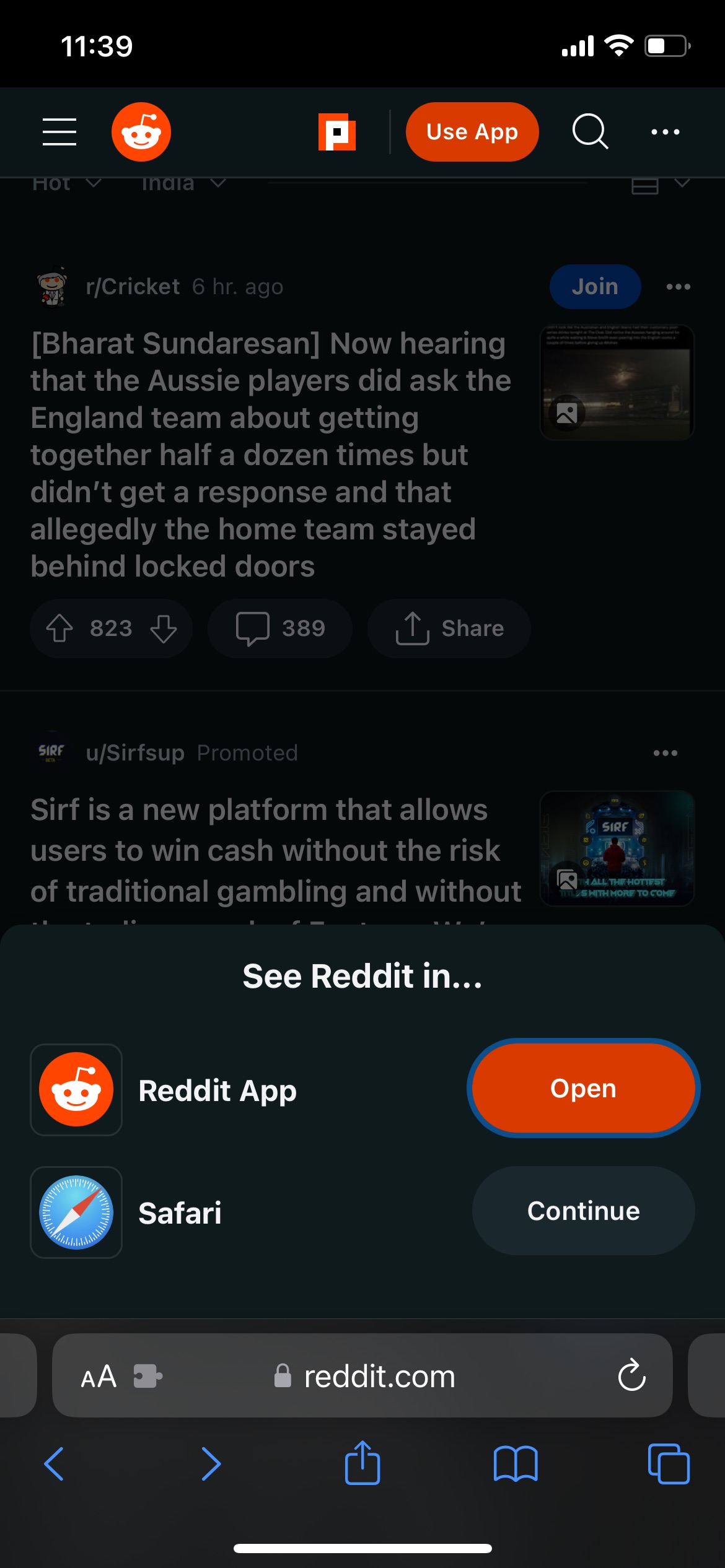 Reddit still shows a popup on mobile web asking people to install its app