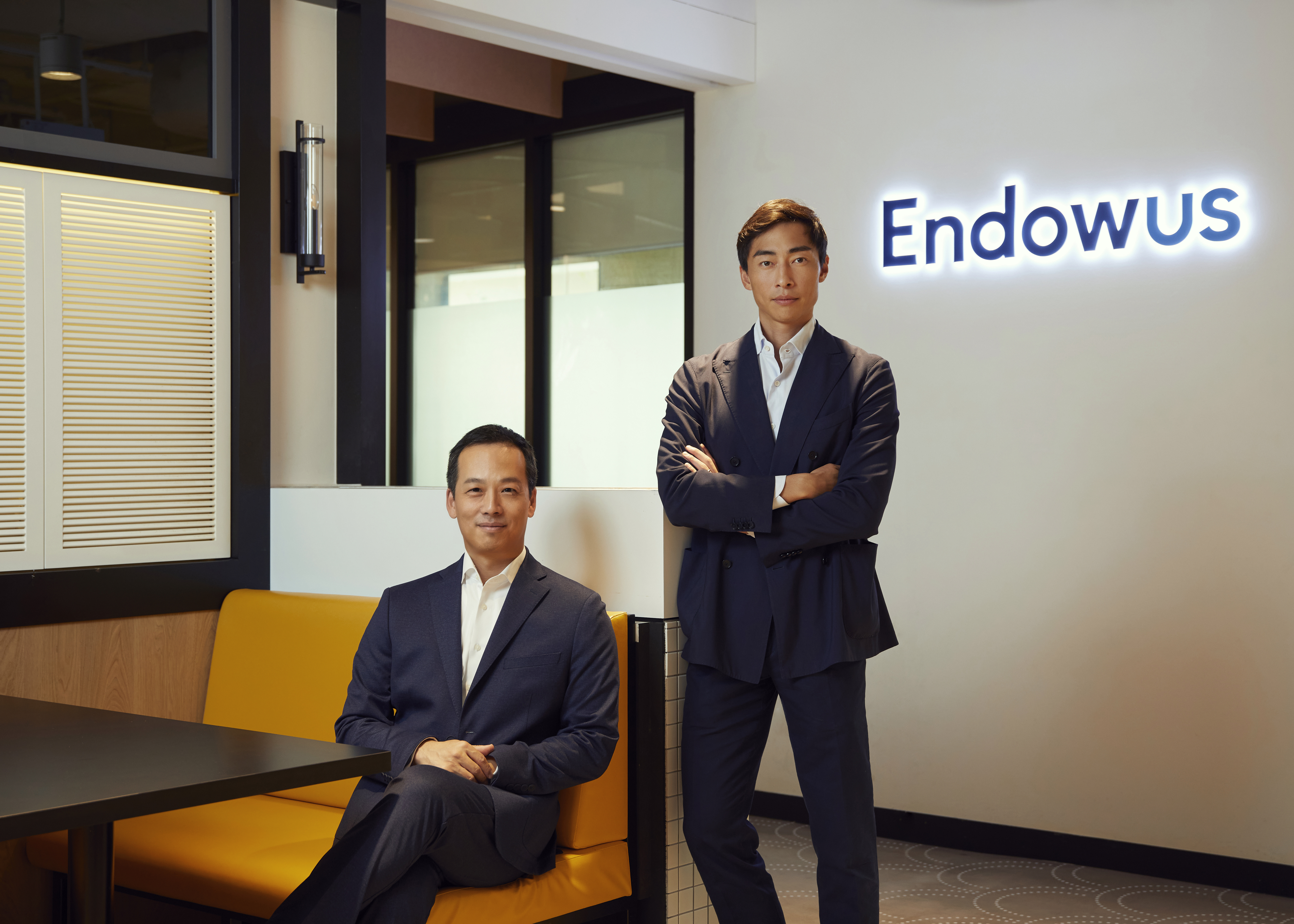 Endowus co-founders Samuel Rhee and Gregory Van, pictured in its office