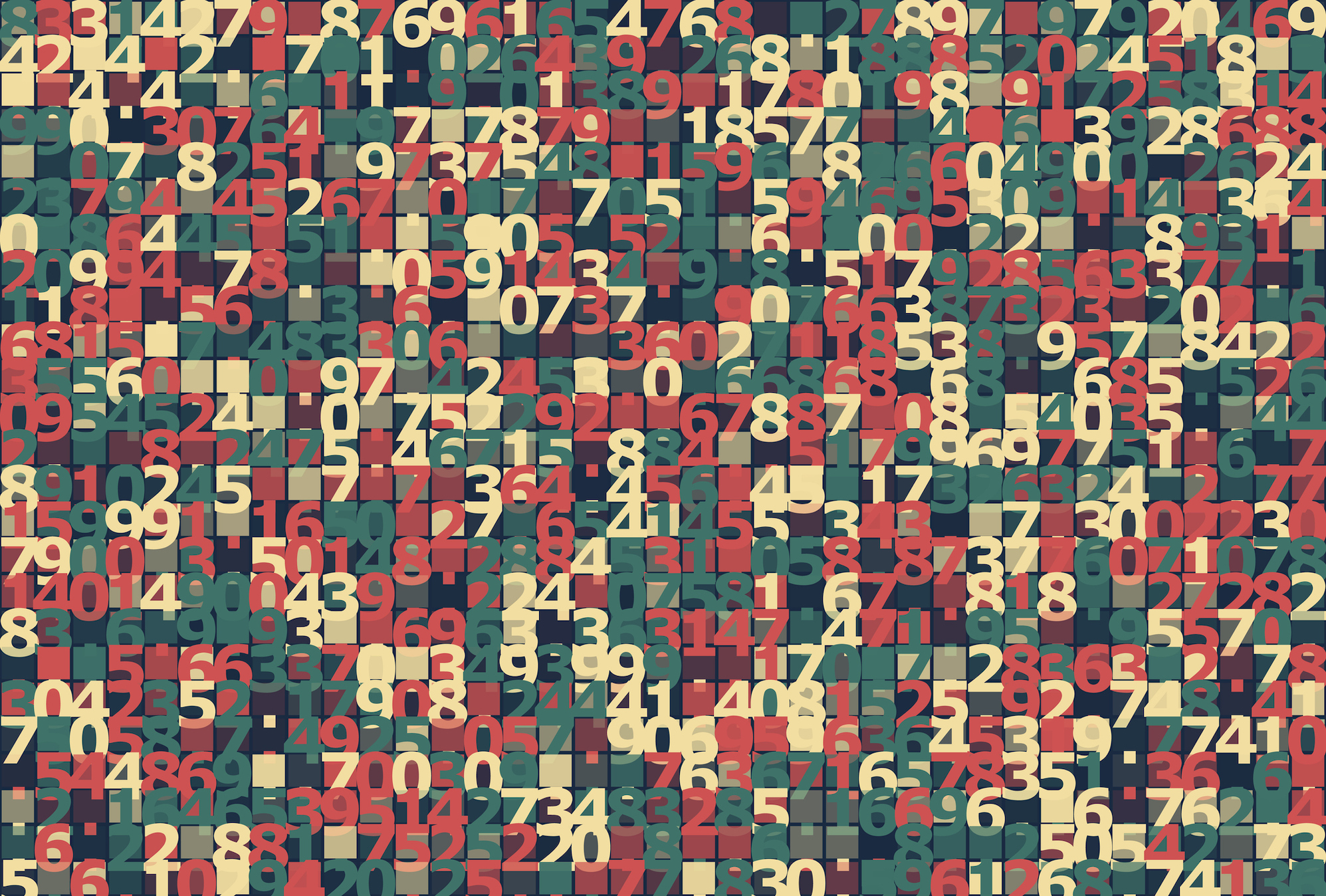 colorful numbers on a blue red and white background
