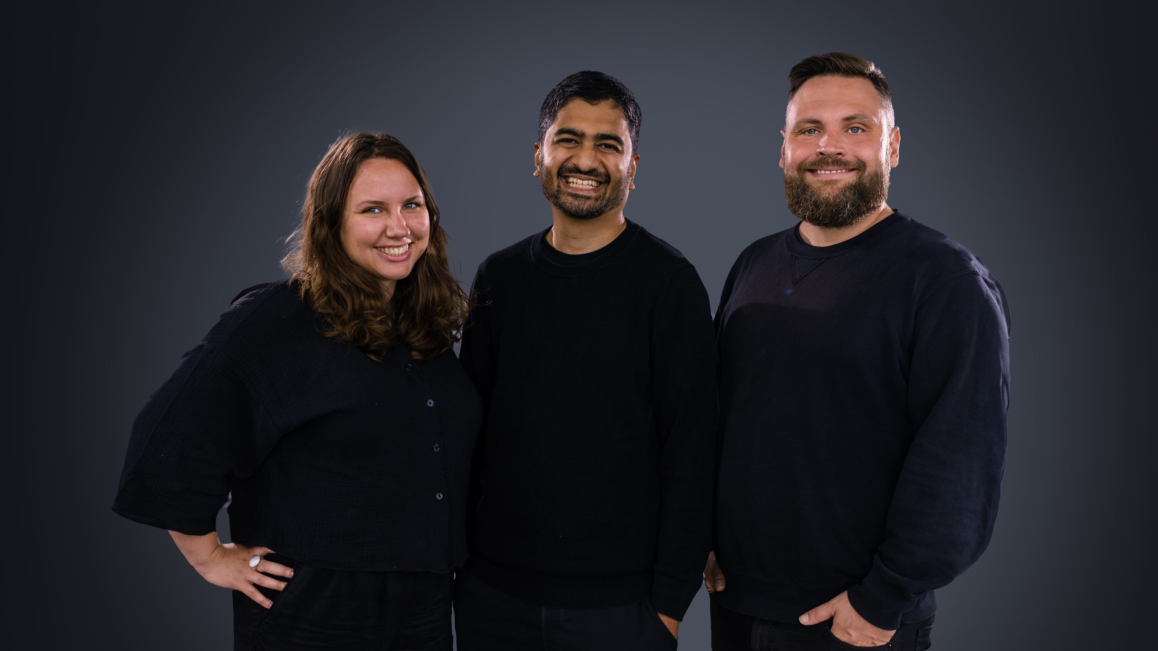 PartyKit CEO Sunil Pai flanked by CXO Sylwia Vargas (left) and Jani Eväkallio (CTO)