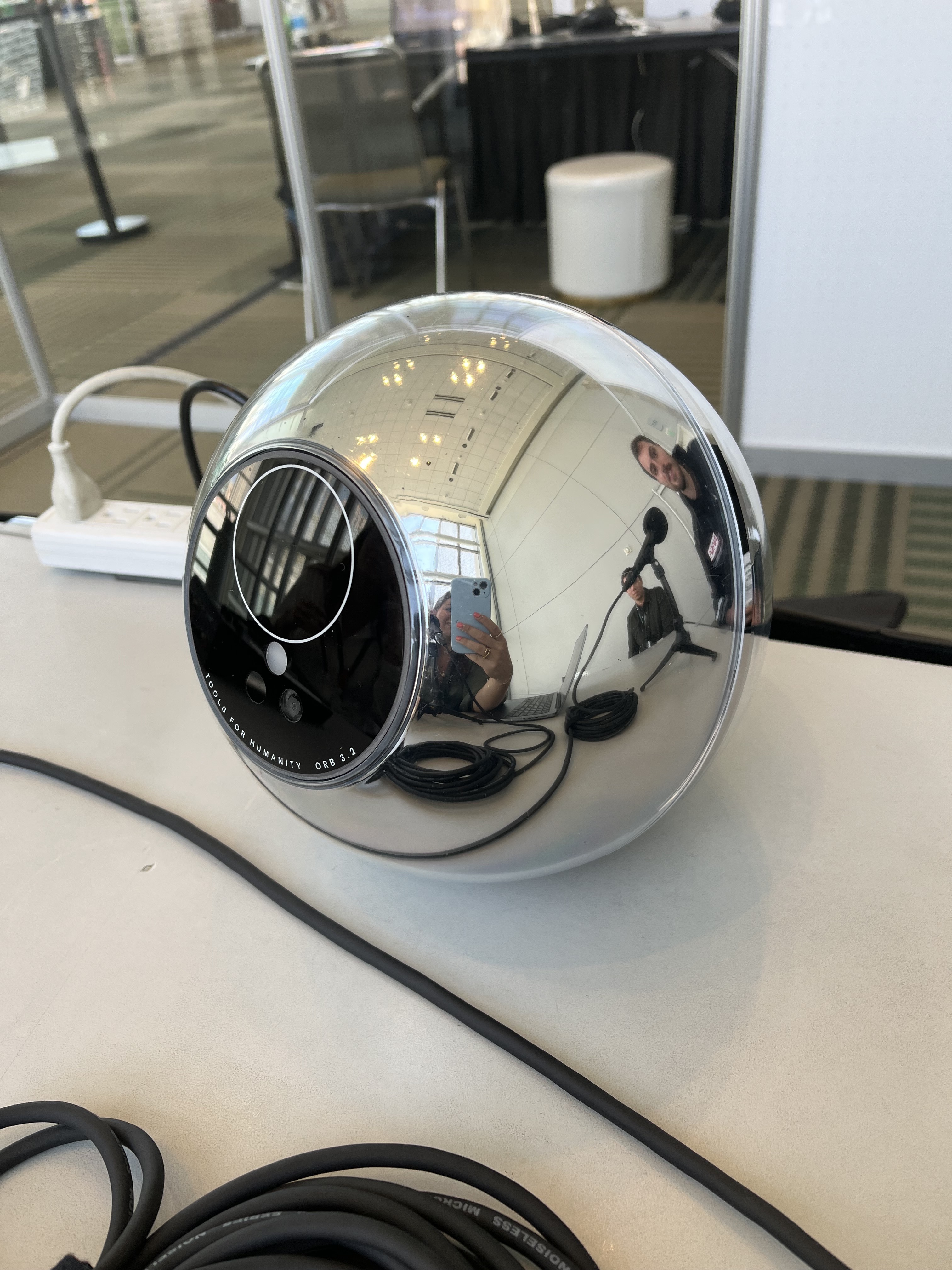 The shiny Tools for Humanity / Worldcoin's Orb for scanning irises