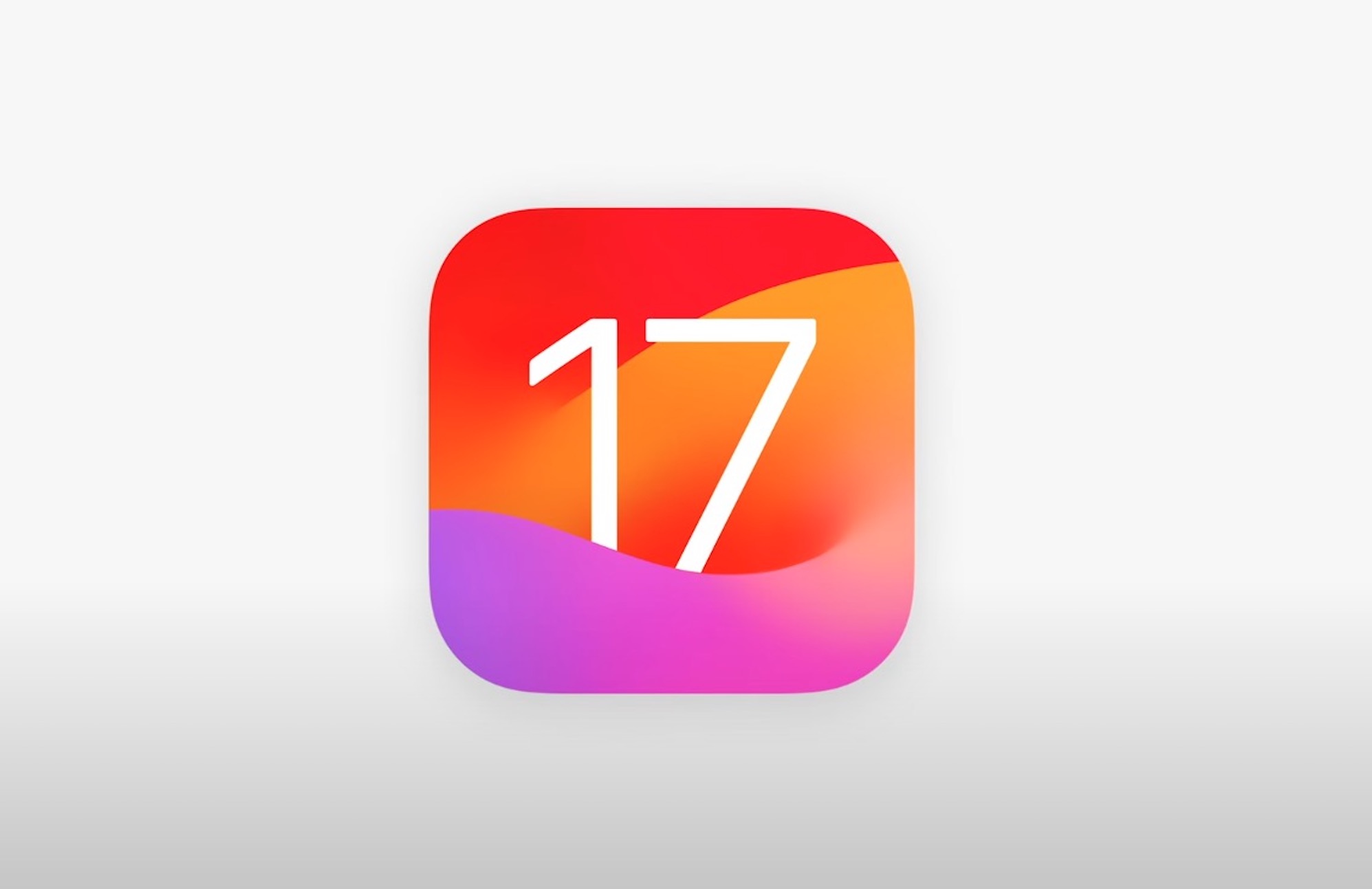 an iOS 17 logo on a vignetted background