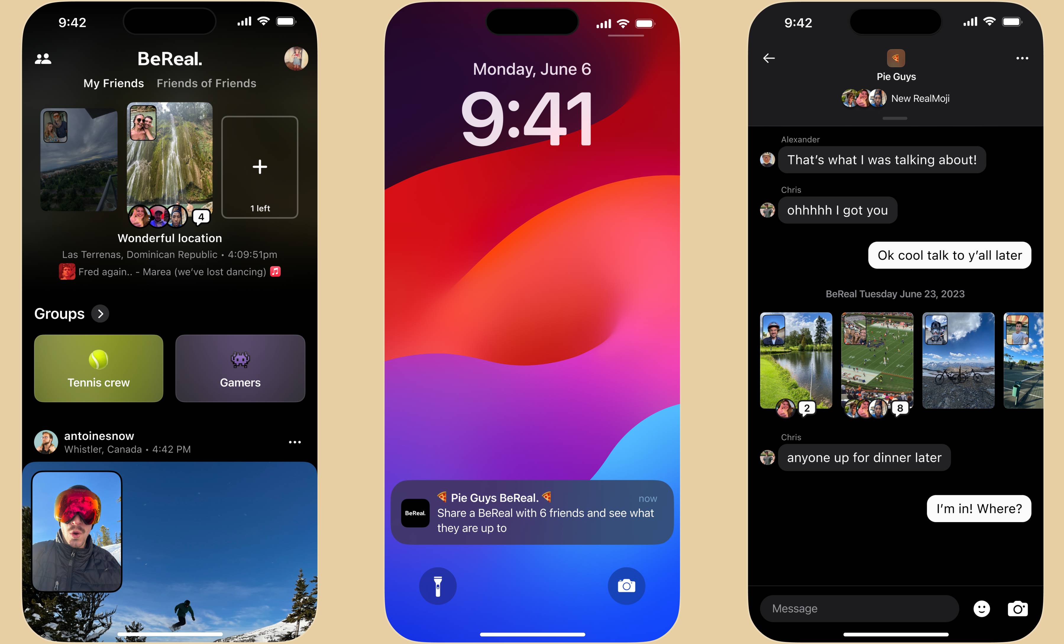 BeReal app on smartphone screens