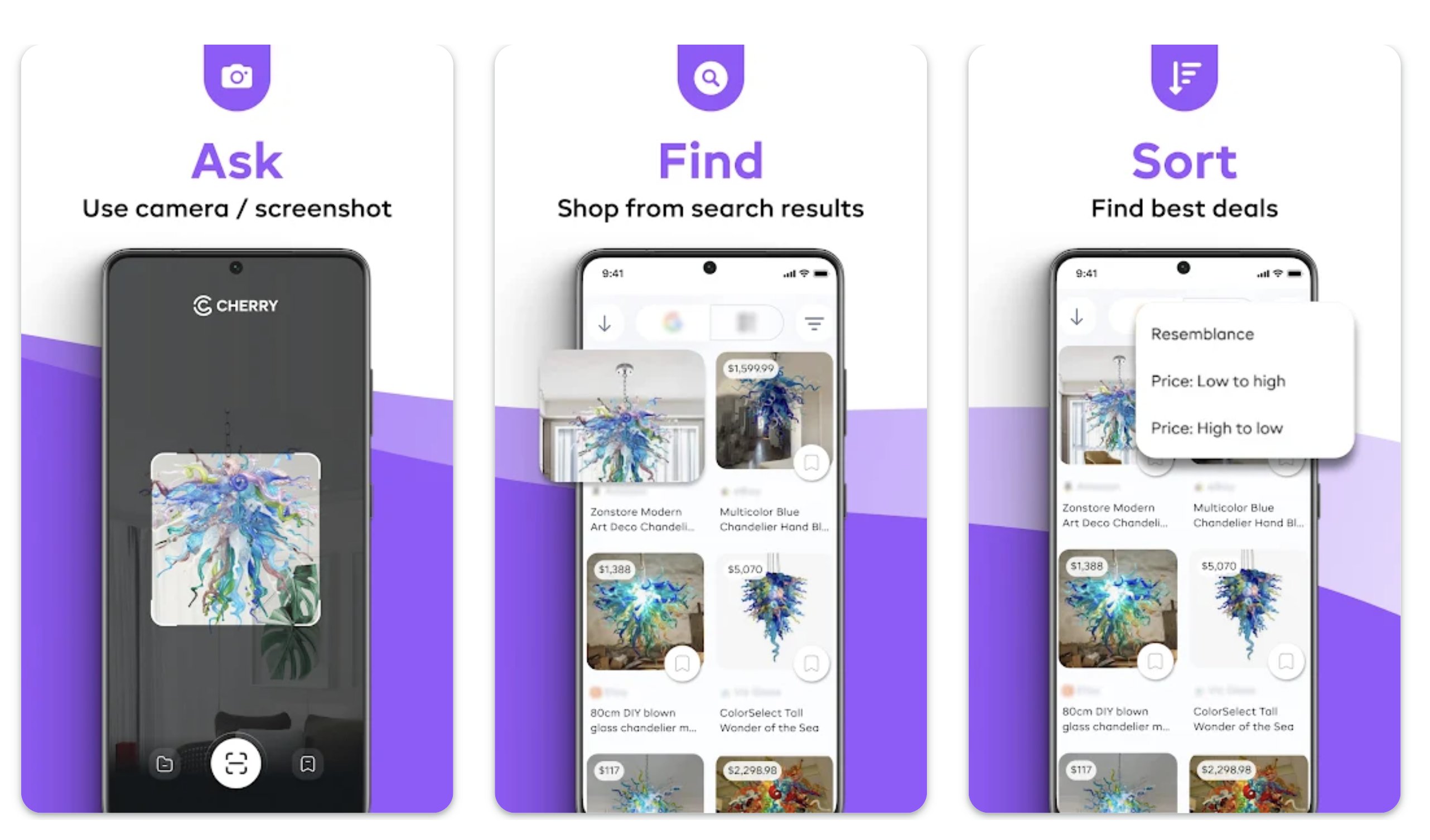Cherry app displayed on smartphone screens
