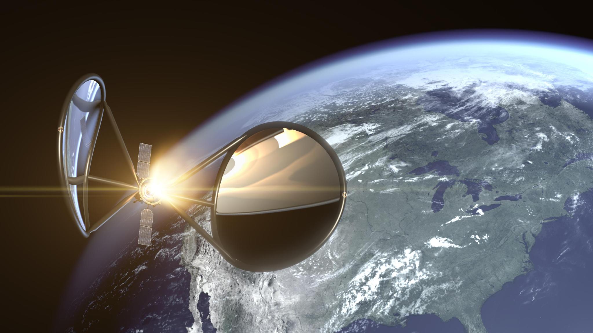 Portal Space Systems render of satellite orbiting Earth