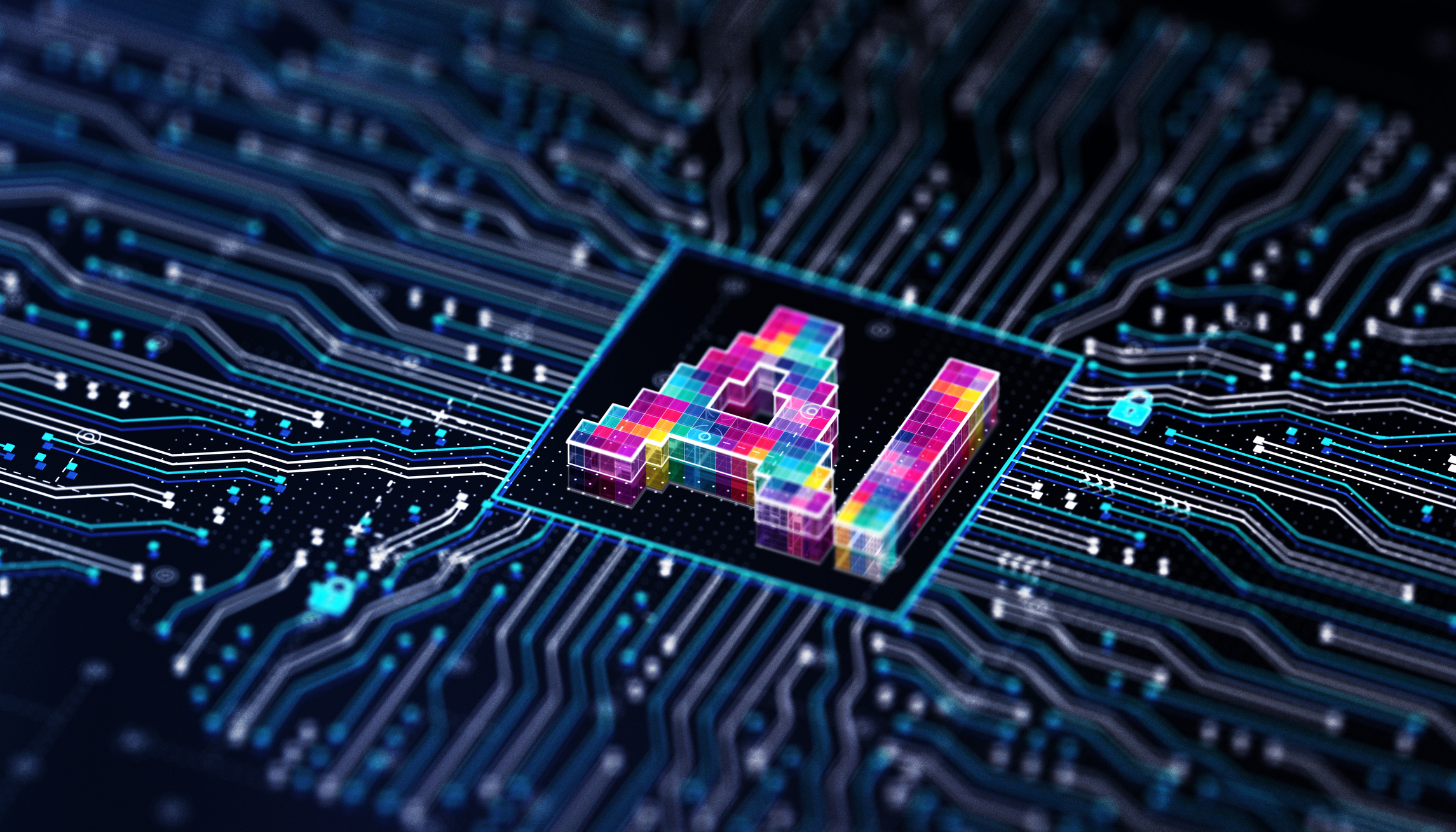 AI Chip technology concept. 3D render Etched, Artificial Intelligence Diffusion Rule