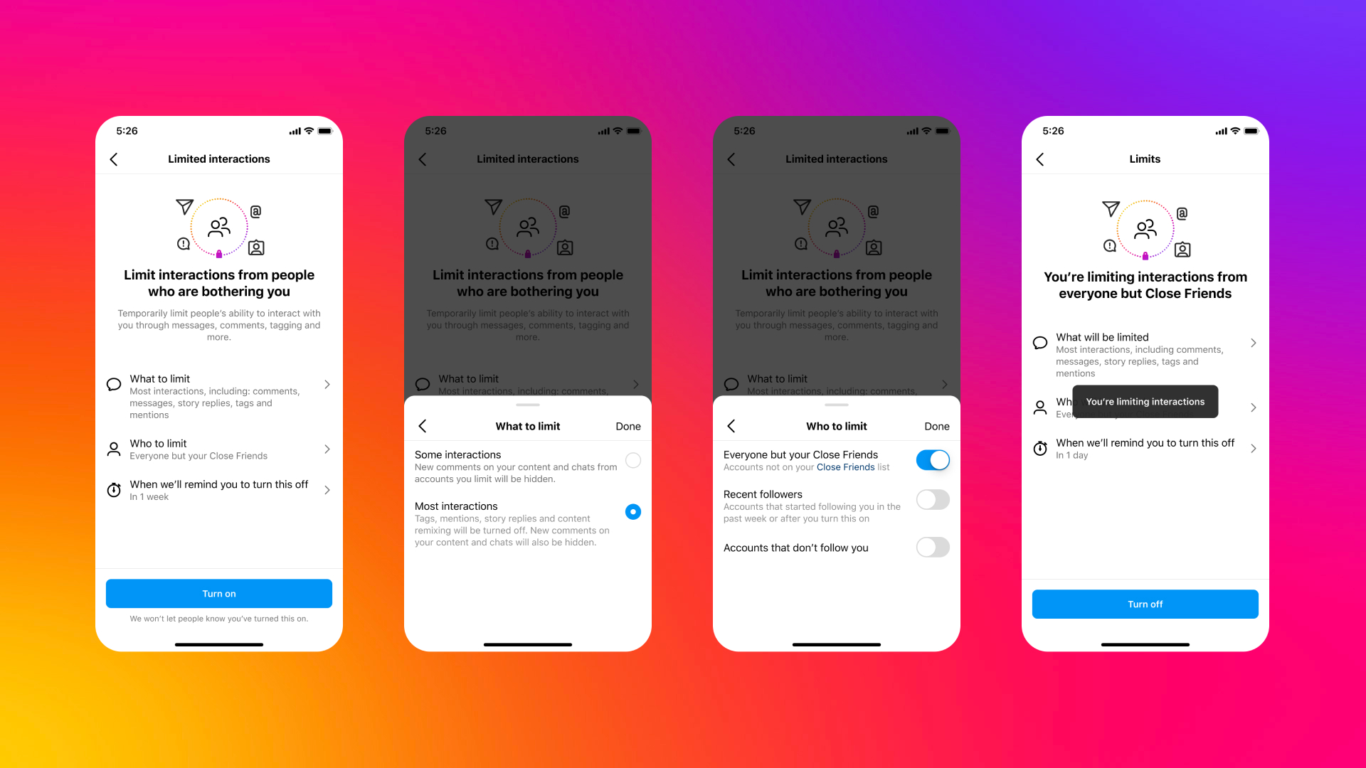 Instagram limit features
