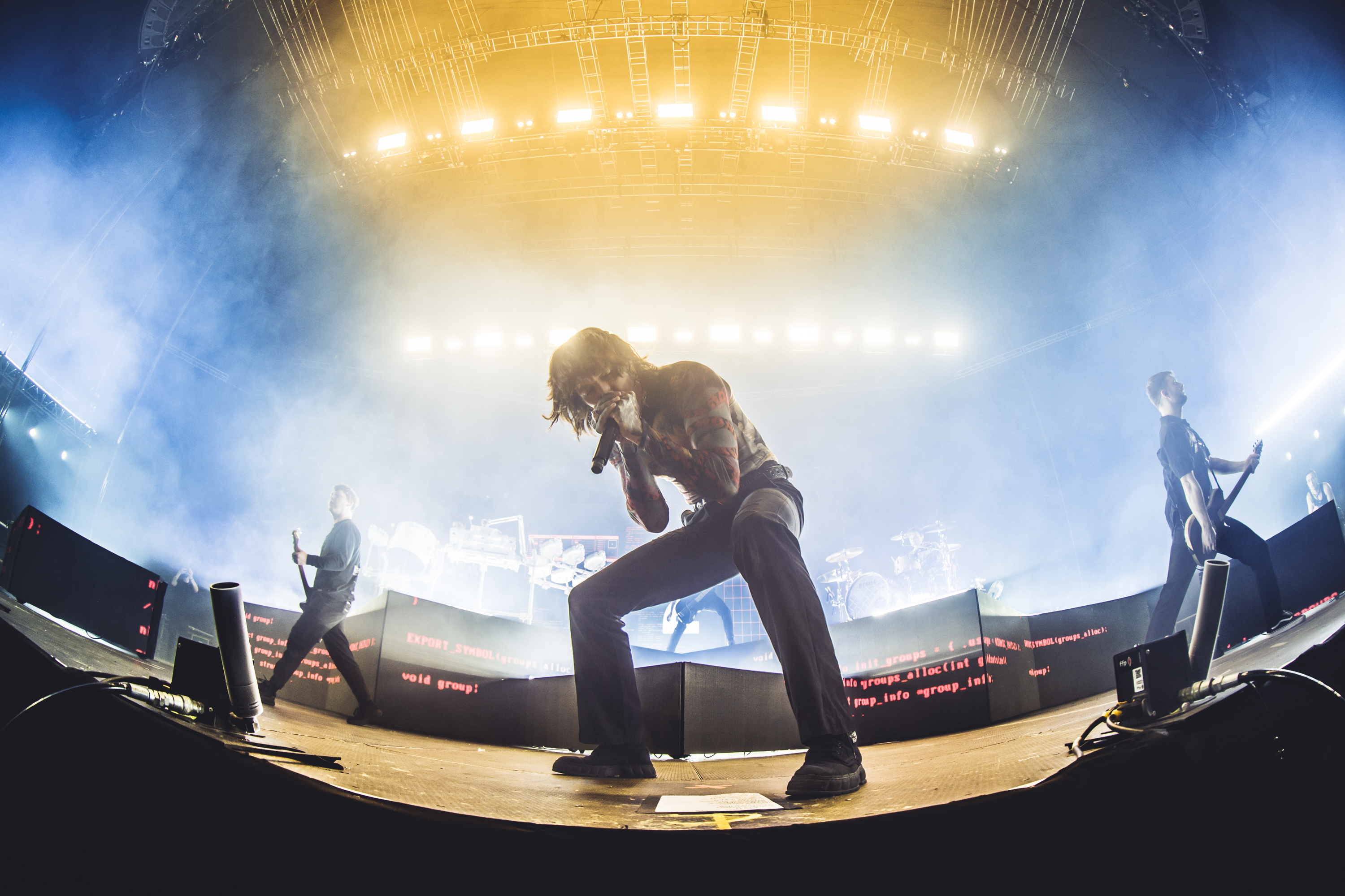 Oliver Sykes of Bring Me The Horizon performs at Palacio Vistalegre Arena on February 18, 2023 in Madrid, Spain. (Photo by Javier Bragado/WireImage/GettyImages)