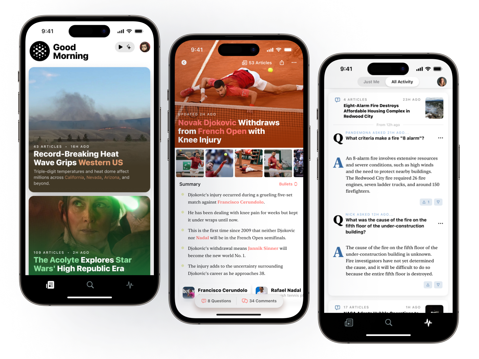 Particle displayed on 3 smartphone screens