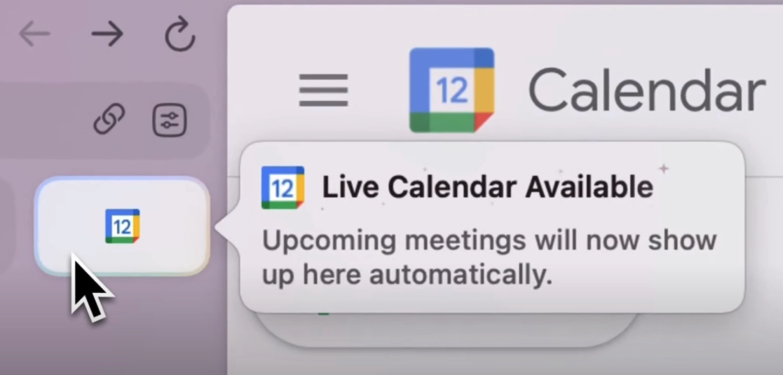 Arc Browser Live Calendar