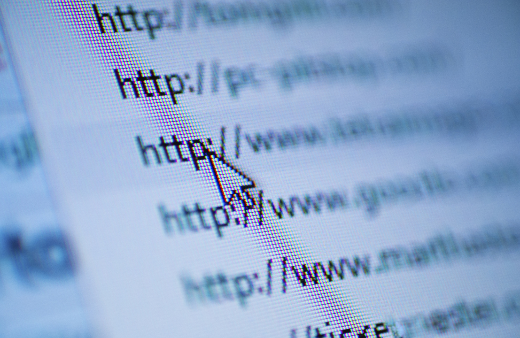 Cursor arrow pointing at URL on screen