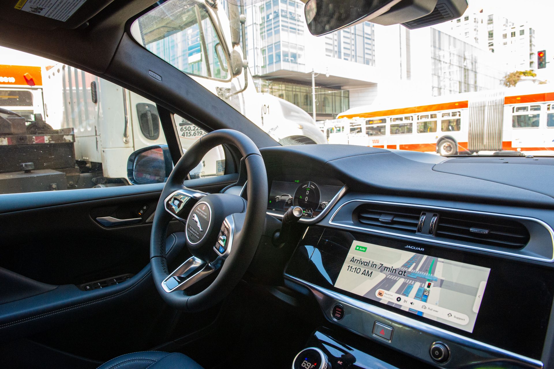 interior (dash) of Waymo robotaxi